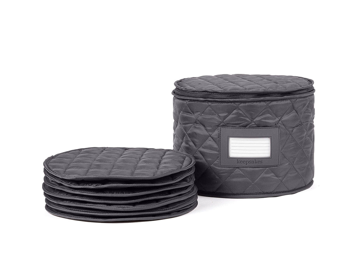 Covermates Keepsakes - Dish Storage - Padded Protection - Id Window - Stain Resistant - Machine Washable - China Storage, Slate