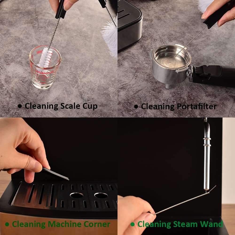 Espresso Brush Machine Cleaning Brush - Cafemasy 5Pcs Coffee Machine Cleaning Brush Pack Barista Tools For Cleaning Espresso Mac