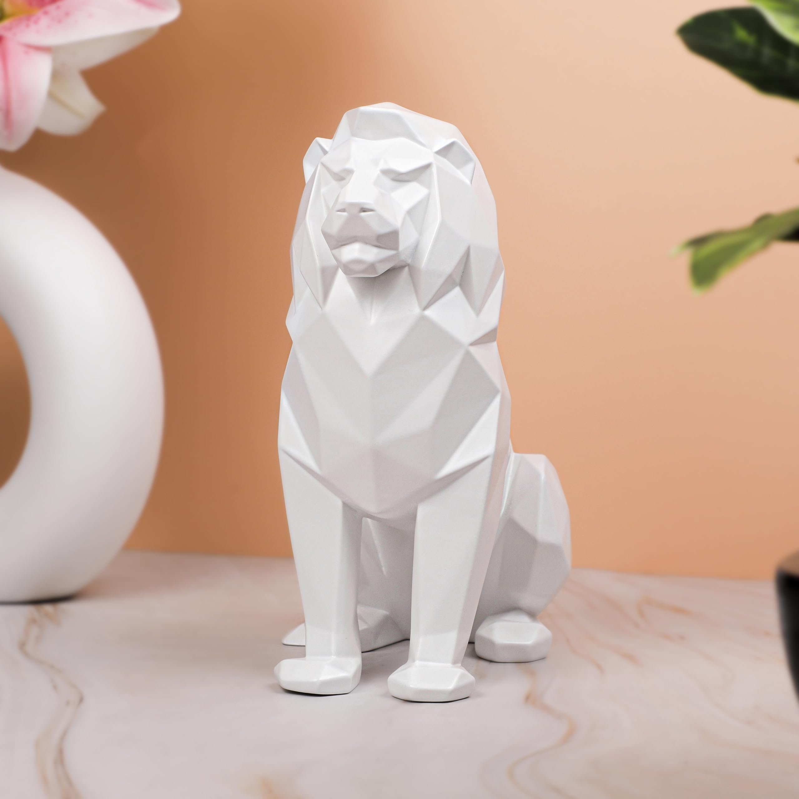 Artarium Geometric Sitting Lion Decorative Showpiece For Home Decor Office Decor Animal Figurines Gifts Antique Design (Sitting