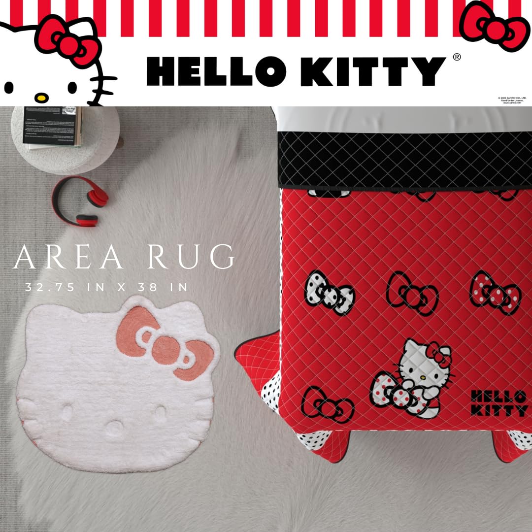 Franco Collectibles Hello Kitty Poly Tufted Non Slip Plush Area Rug, Bedroom/Bathroom, (Officially Licensed Product)