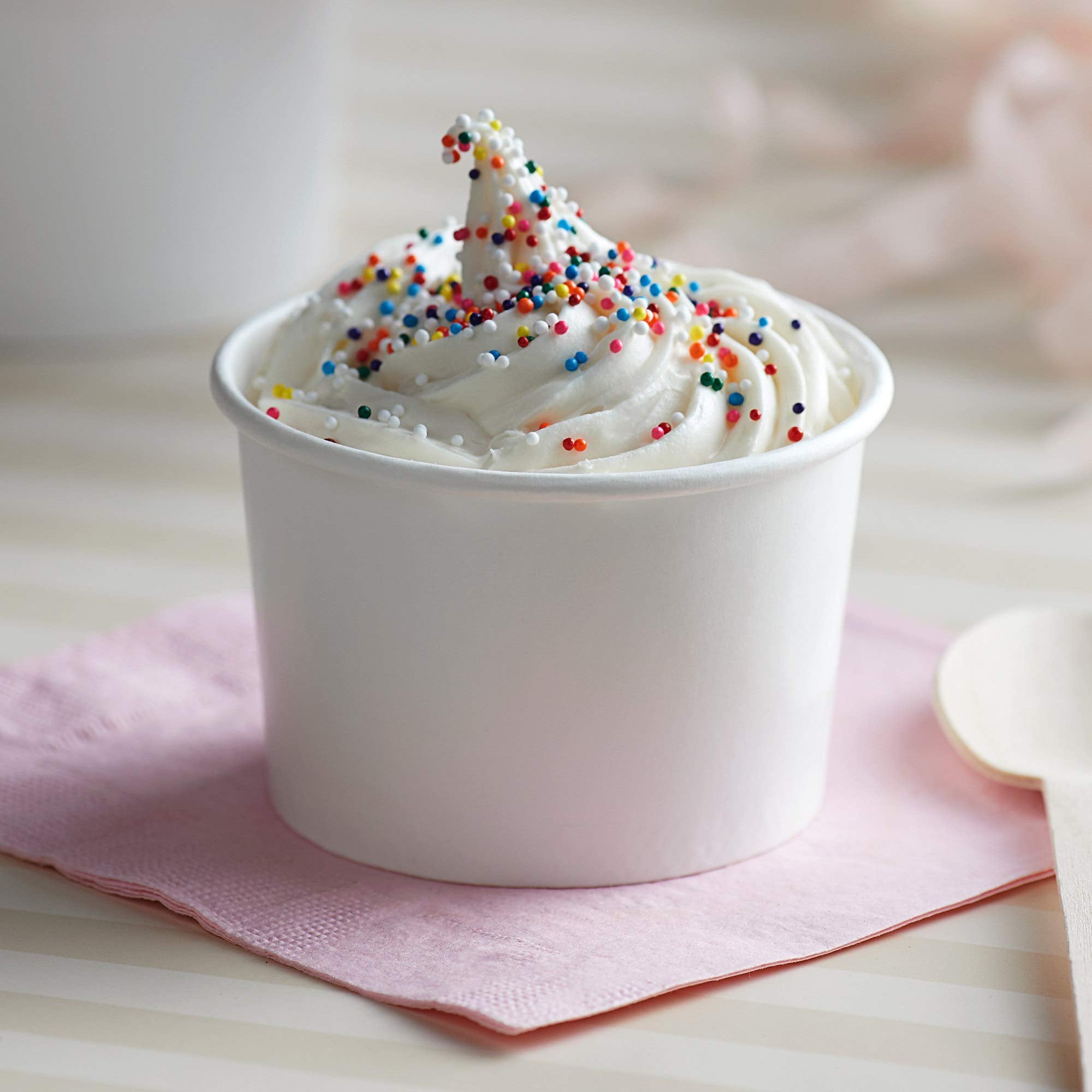 Lakesstory Paper Ice Cream Cups 4oz Small White Dessert Bowls Frozen Yogurt Cup White Dessert Bowls Frozen Dessert Supplies Pack of 50 count