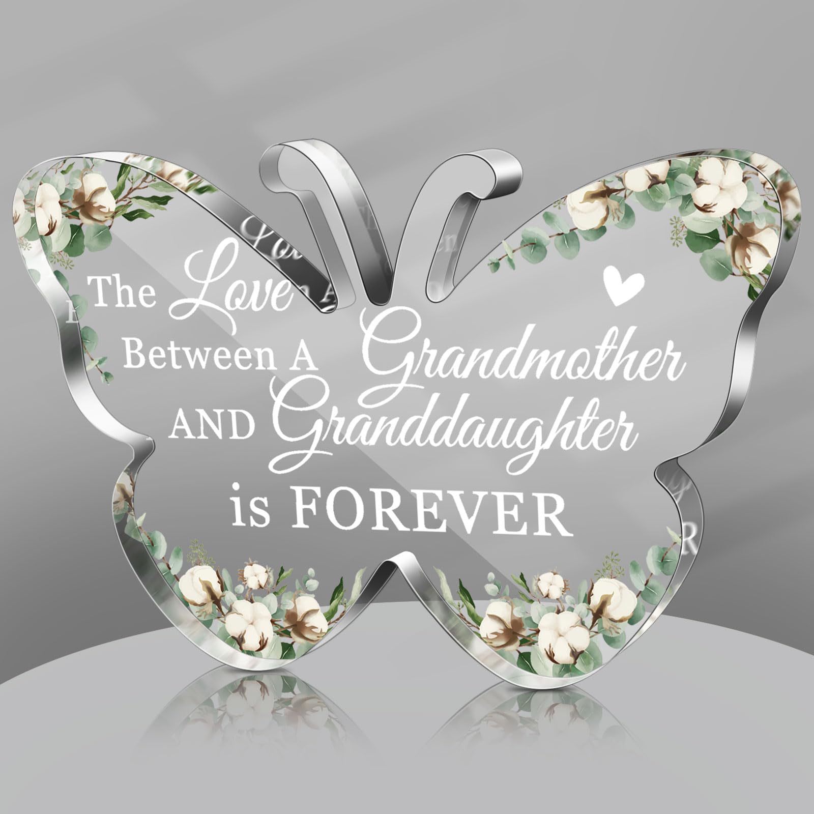 Jetec Grandma Gift Birthday Christmas Acrylic Gift Butterfly Shape Grandmother Sign from Granddaughter Grandson Thoughtful Mothe