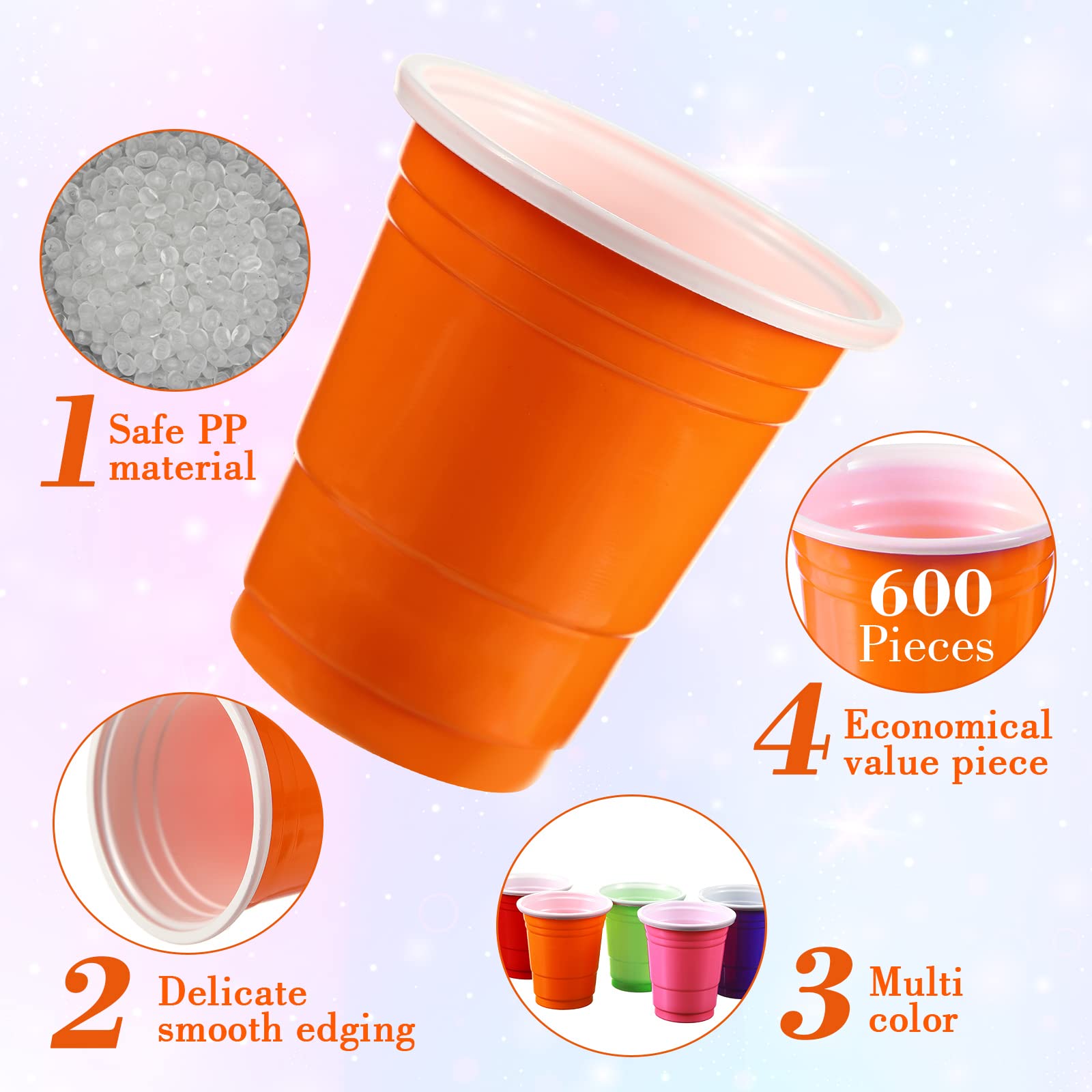 600 Pack 2 Oz Plastic Shot Glasses Disposable Plastic Shot Cups Mini Multicolor Party Cups for BBQ Christmas Party Tastings Sample Picnic Camping Daily Life Wedding  6 Colors