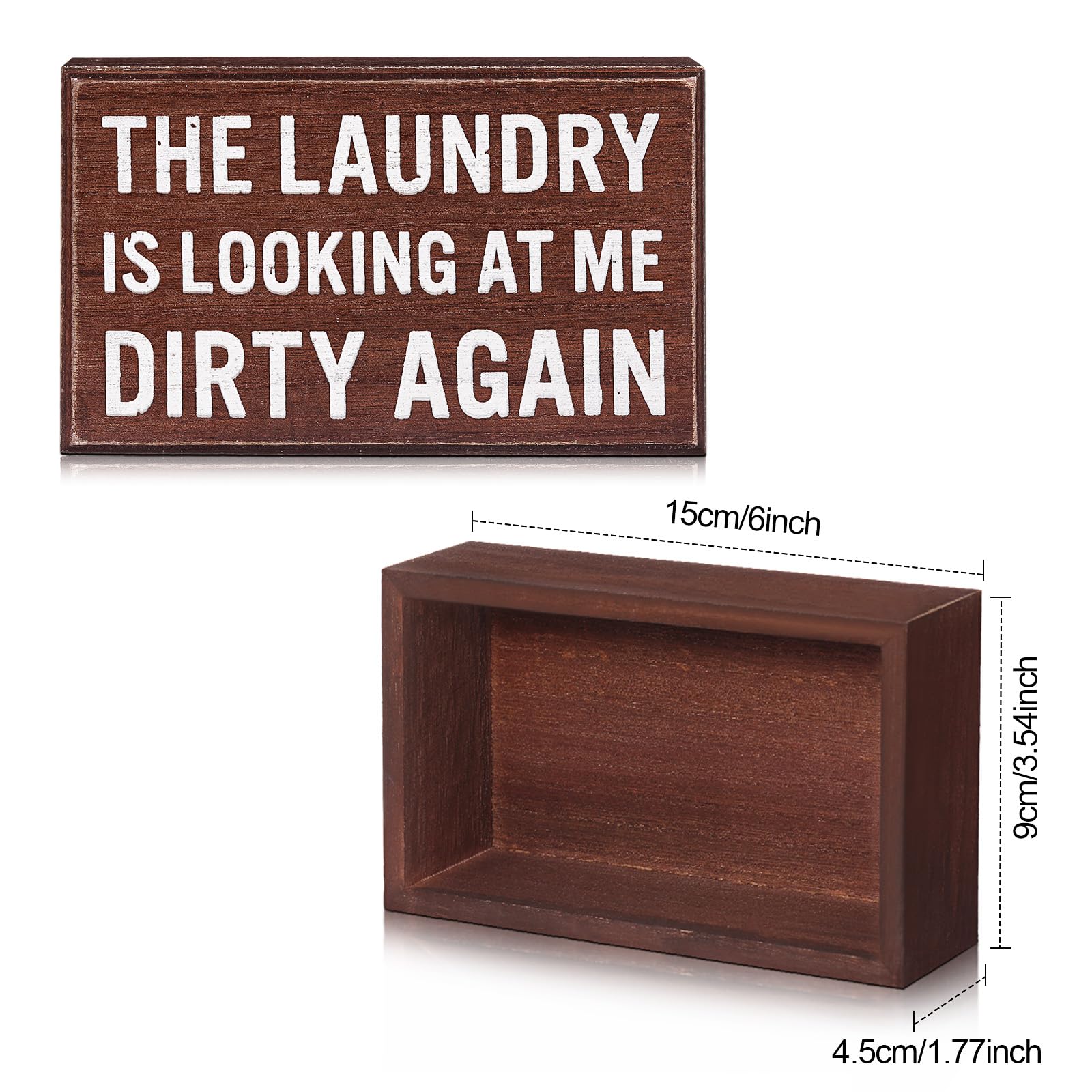 Jetec Farmhouse Laundry Room Decor Funny Room Box Signs Rustic The Laundry Is Looking at Me Dirty Again Wood Box Sign for Home B