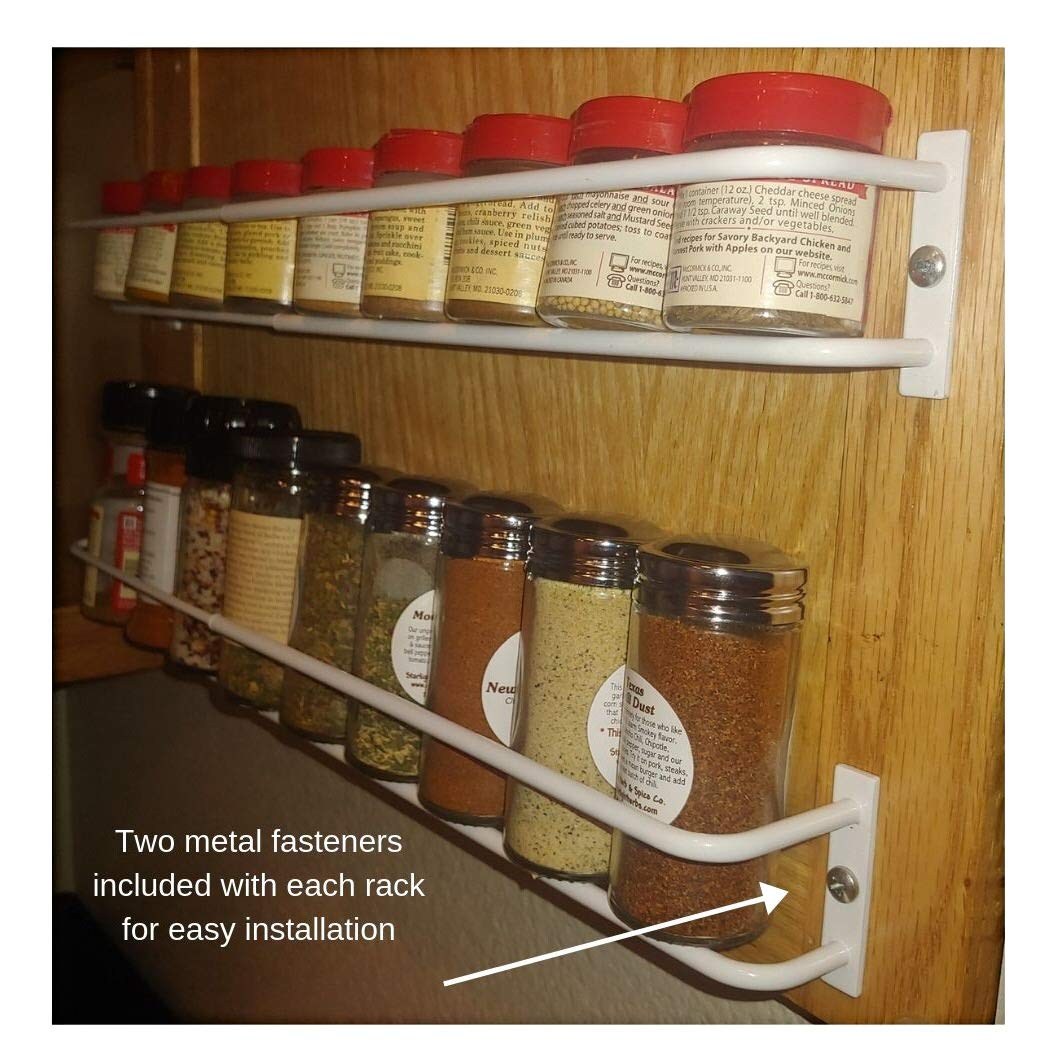 Expandable Rack (Chrome, Set Of 3)-Mount On Cabinet Door/Pantry/Wall-Convenient Storage For Spices, K-Cups, Medications, Acrylic