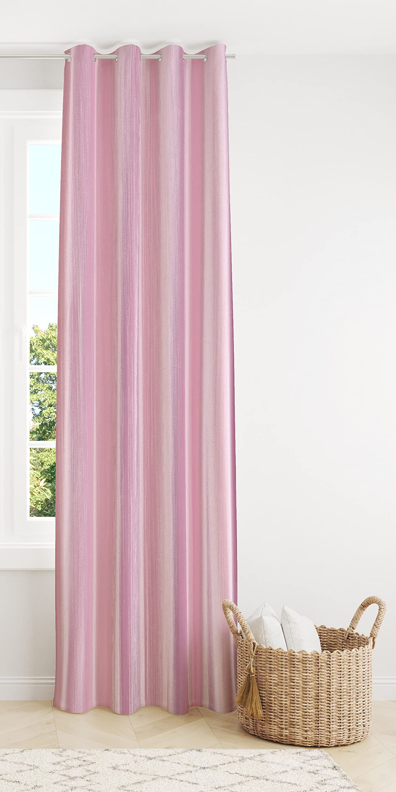 Decoholic Green Polyester Window Curtain 6 Feet | Darkening Faux Texture Plain Drape With Eyelets | Pack Of 1 Panel For Living R