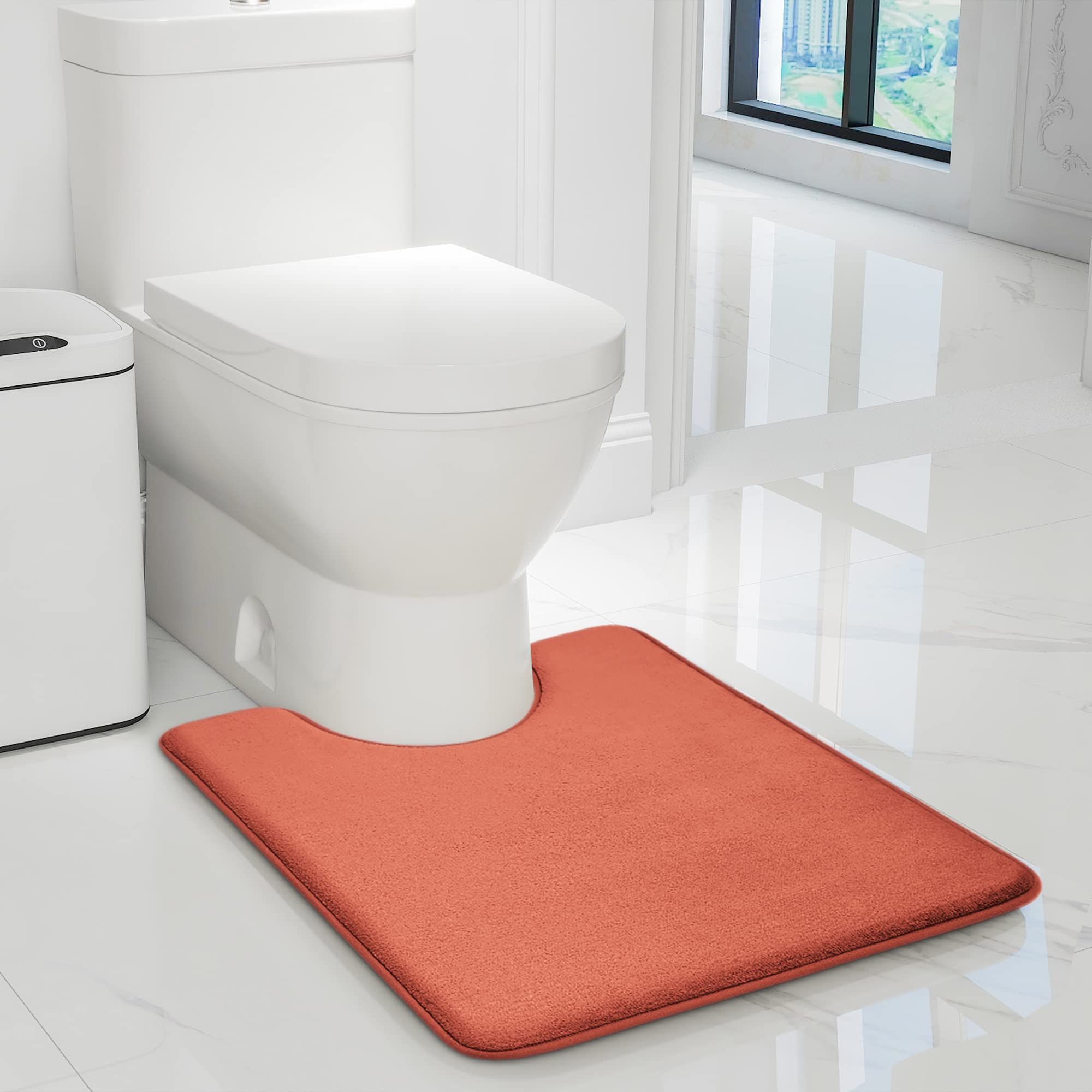 Yihouse Memory Foam Bath U Shape Toilet Mat Non Slip Absorbent Soft Floor Rugs For Bathroom Machine Washable Carpet Bathroom Mat