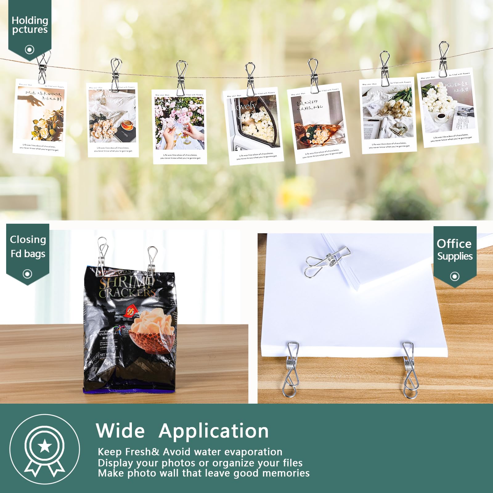 Clothes Pins, 20Pcs Bag Clips, Picture Clips, Chip Clips Bag Clips Food Clips, Clothespins For Hanging Clothes, Bags Clips For F