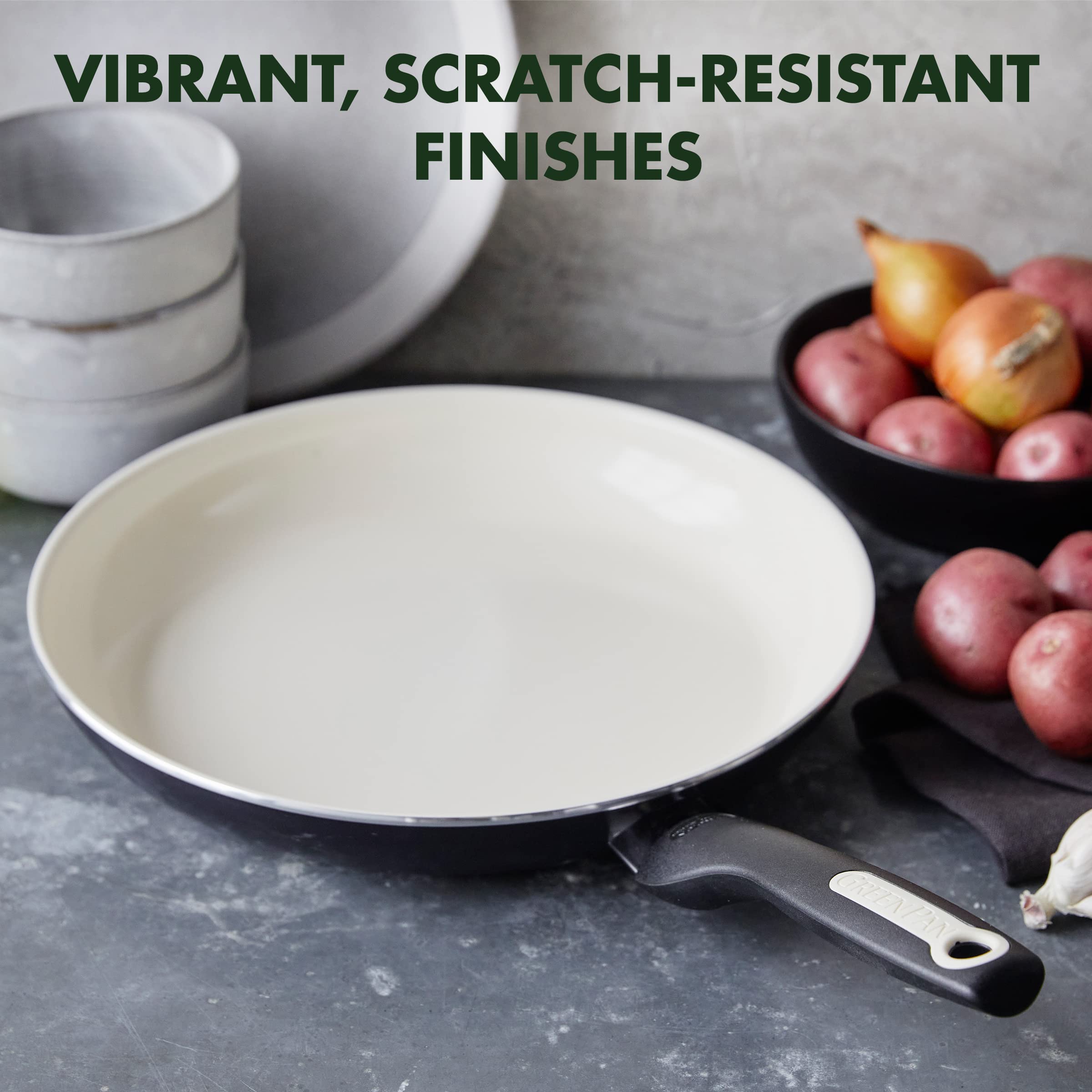 Greenpan Rio Healthy Ceramic Nonstick 12'' Frying Pan Skillet, Pfas-Free, Dishwasher Safe, Black