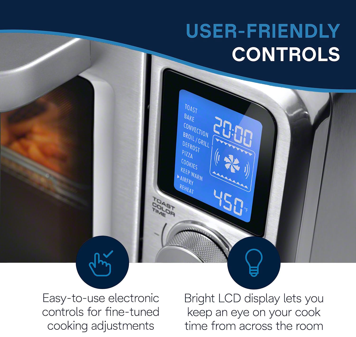 De'Longhi Eo241264M 10-In-1 Digital Airfryer ,True Convection Toaster Oven With Internal Light, Grills, Broils, Bakes, Roasts, R