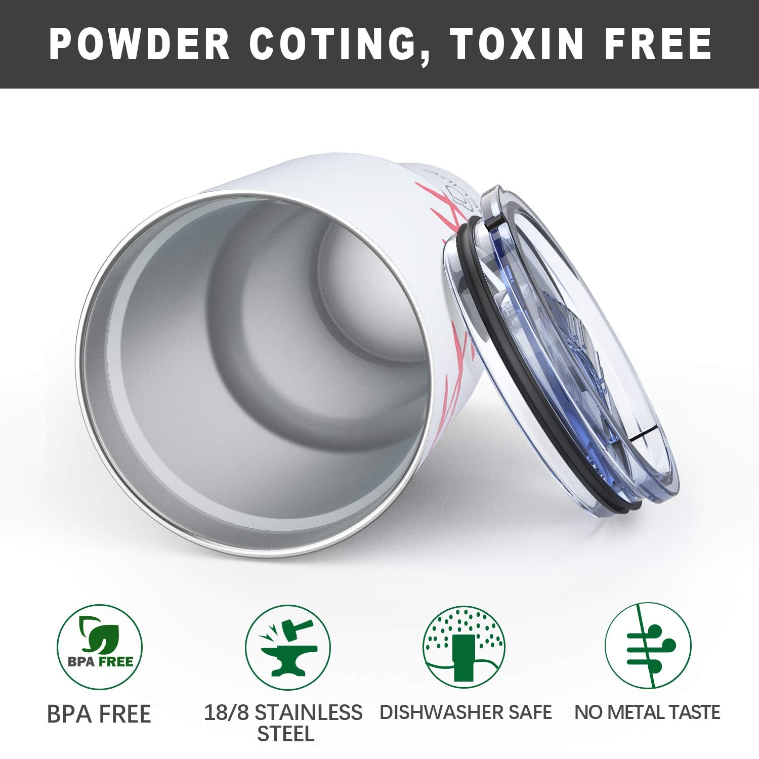 Yoelike Baseball Tumbler 30 Oz Stainless Steel Double Wall Vacuum Insulated Cup With Straws, Splash Proof Lids, Straw Clean Brus