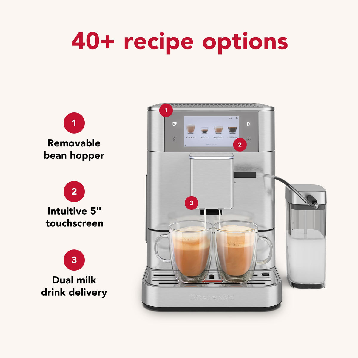 KitchenAid Espresso Machine KF8, Fully Automatic with Milk Attachment ...