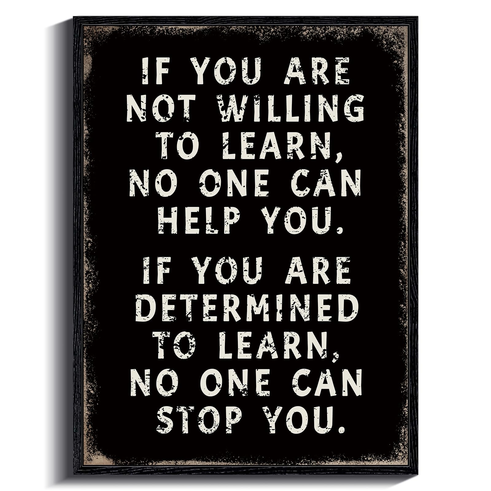 Arpeotcy Black Framed Canvas Wall Art Office Classroom Motivational Decor, Positive Quotes Pictures Wall Decor, Inspirational Gi