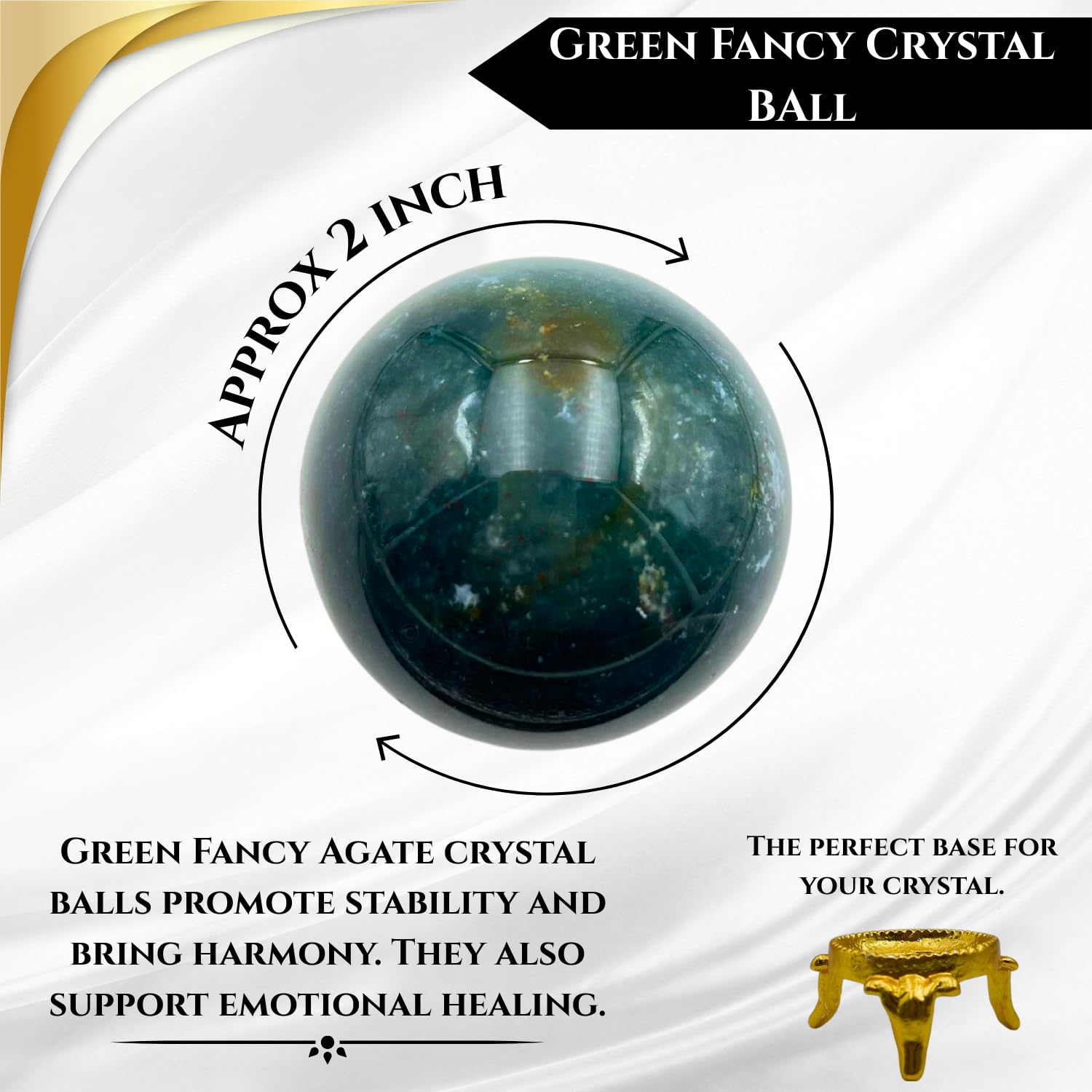 WholesaleGemShop Green Fancy Natural Quartz 40-45 mm Ball A+ Hand Carved Crystal Altar Healing Devotional Focus Spiritual Chakra