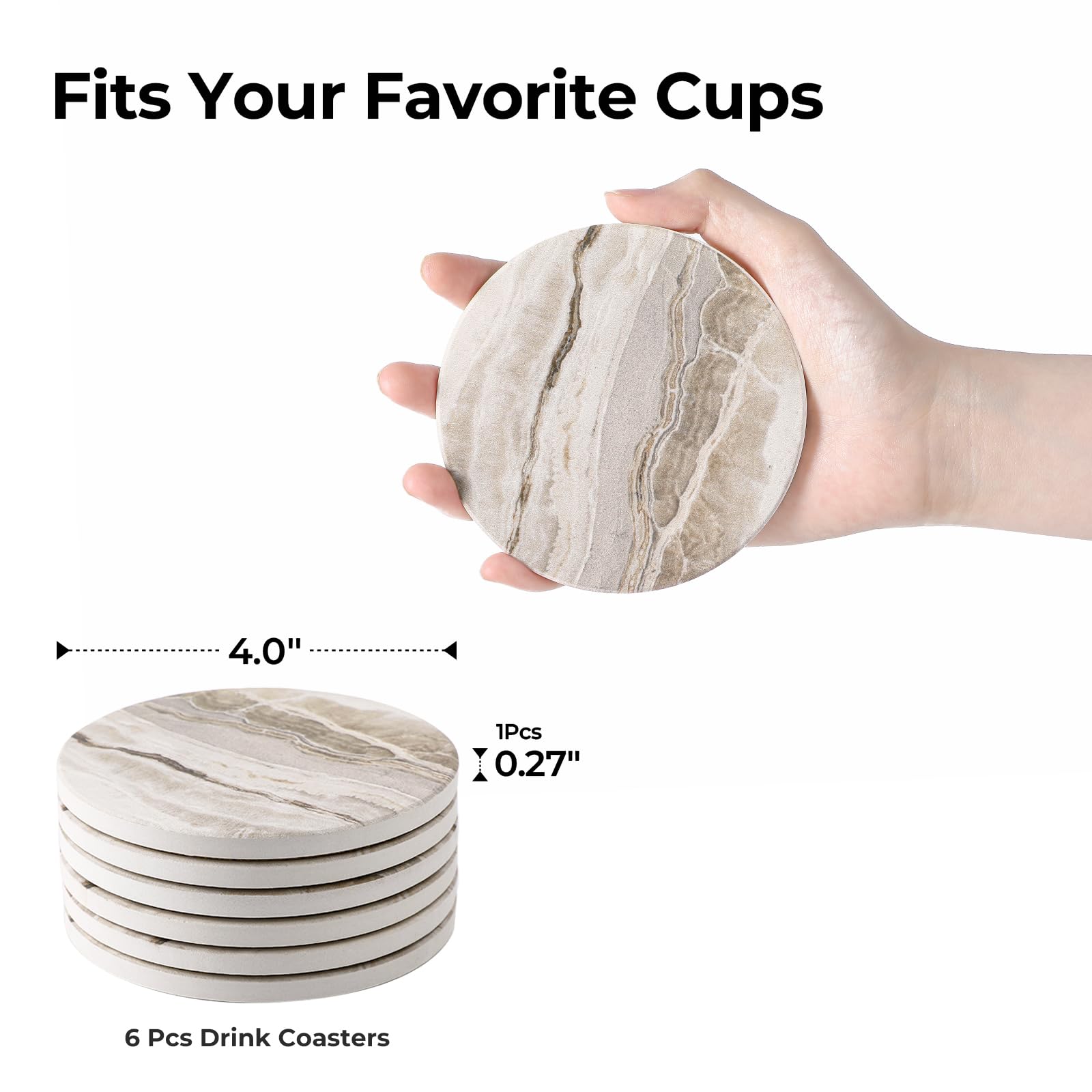 LIFVER Coasters for Dining Table Ceramic Coasters Set of 6  Absorbent Coasters for Drinks Outdoor Coasters for Patio Table Home Decor  House Warming Gifts New Home  Coffee Table Decor