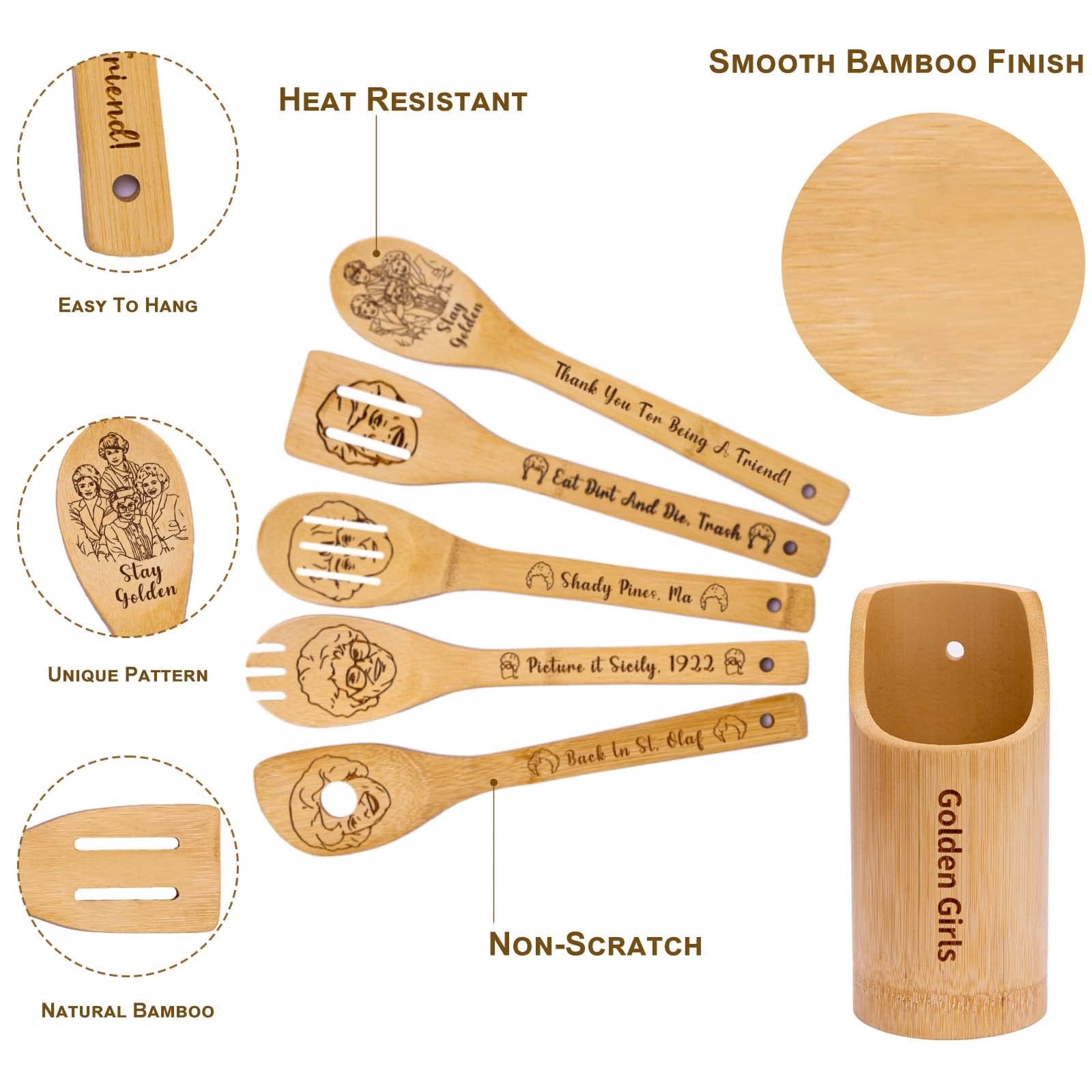Golden Girls Wooden Cooking Spoons, Golden Girls Tv Show Merchandise Gifts, Golden Girls Gifts For Women, The Golden Girls Gifts