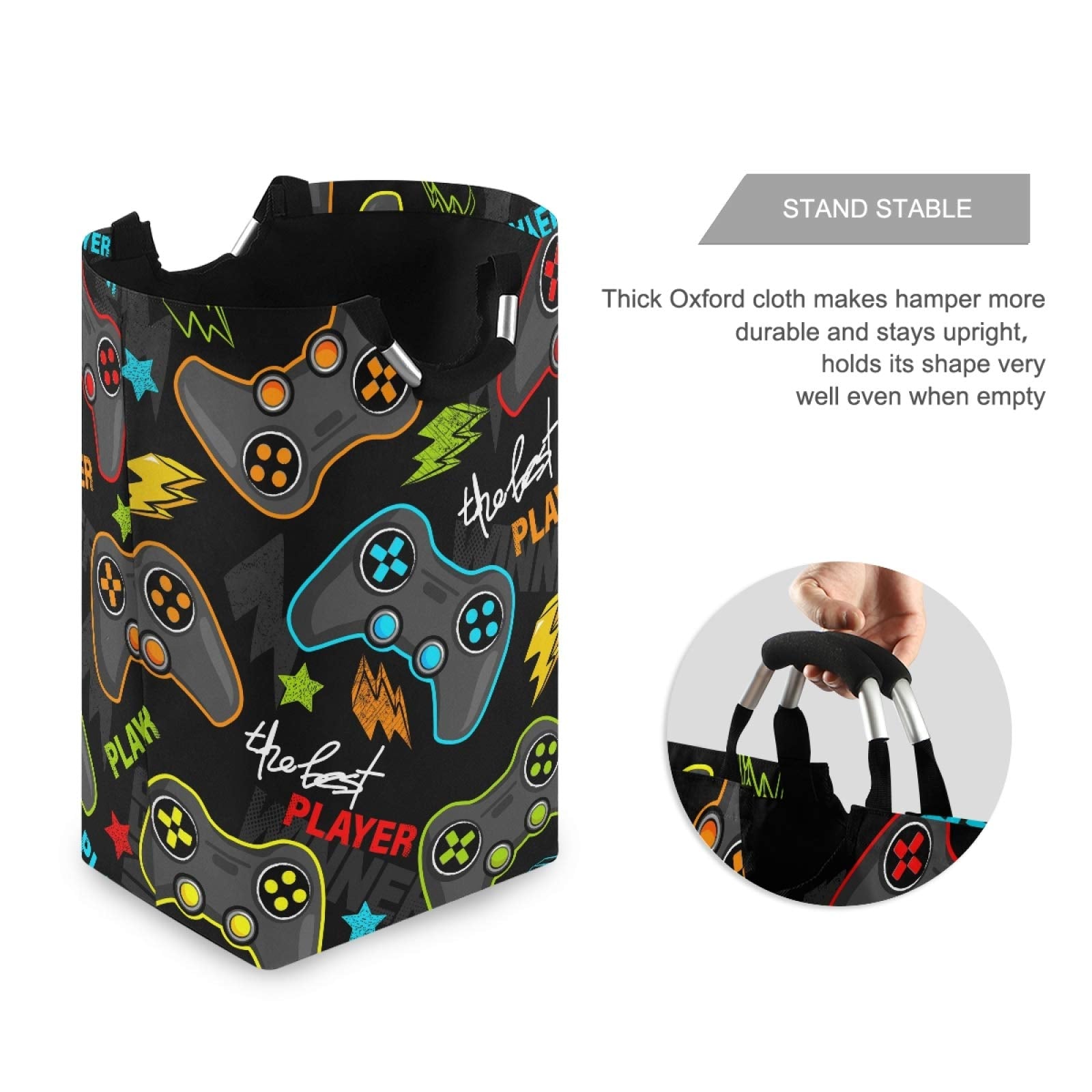 Qilmy Gamepad Laundry Hamper Large Waterproof With Handle Laundry Baskets Foldable Lightweight Durable Store Basket For Bathroom