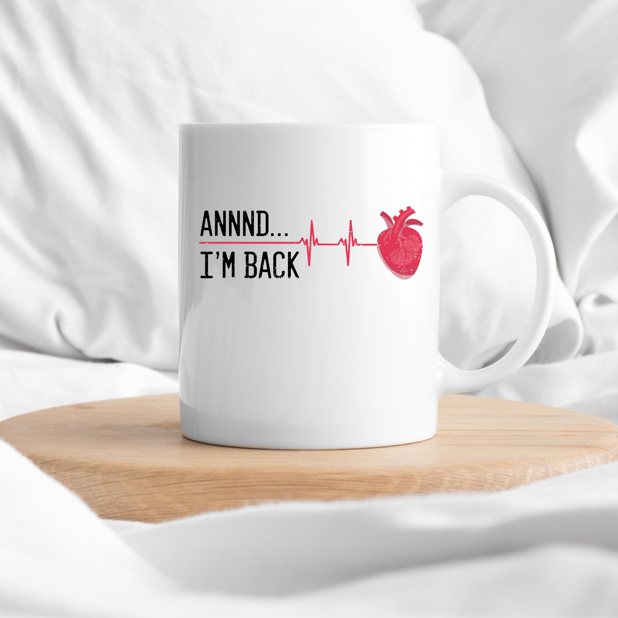 Teegarb Letter Blanket Coffee Mug 11Oz Funny Annnd I'M Back Heart Attack Survivor Mug Inspirational Recovery Gift Surviving With