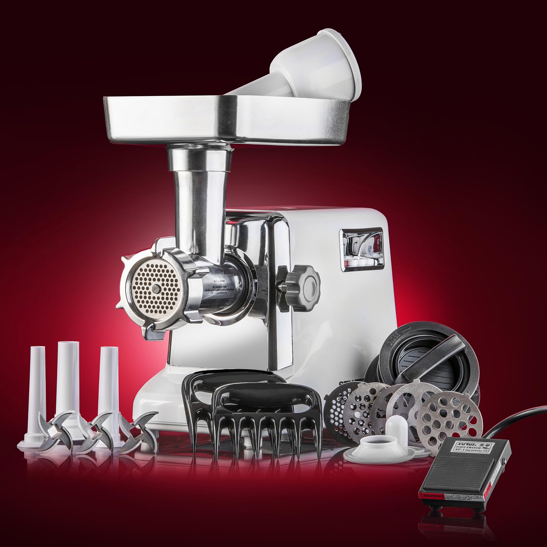 Stx International Turboforce 3000 Series 6-In-1 Electric Meat Grinder | 3000W Max | 3-Speed | Foot Pedal | 5 Grinding Die | 3 St
