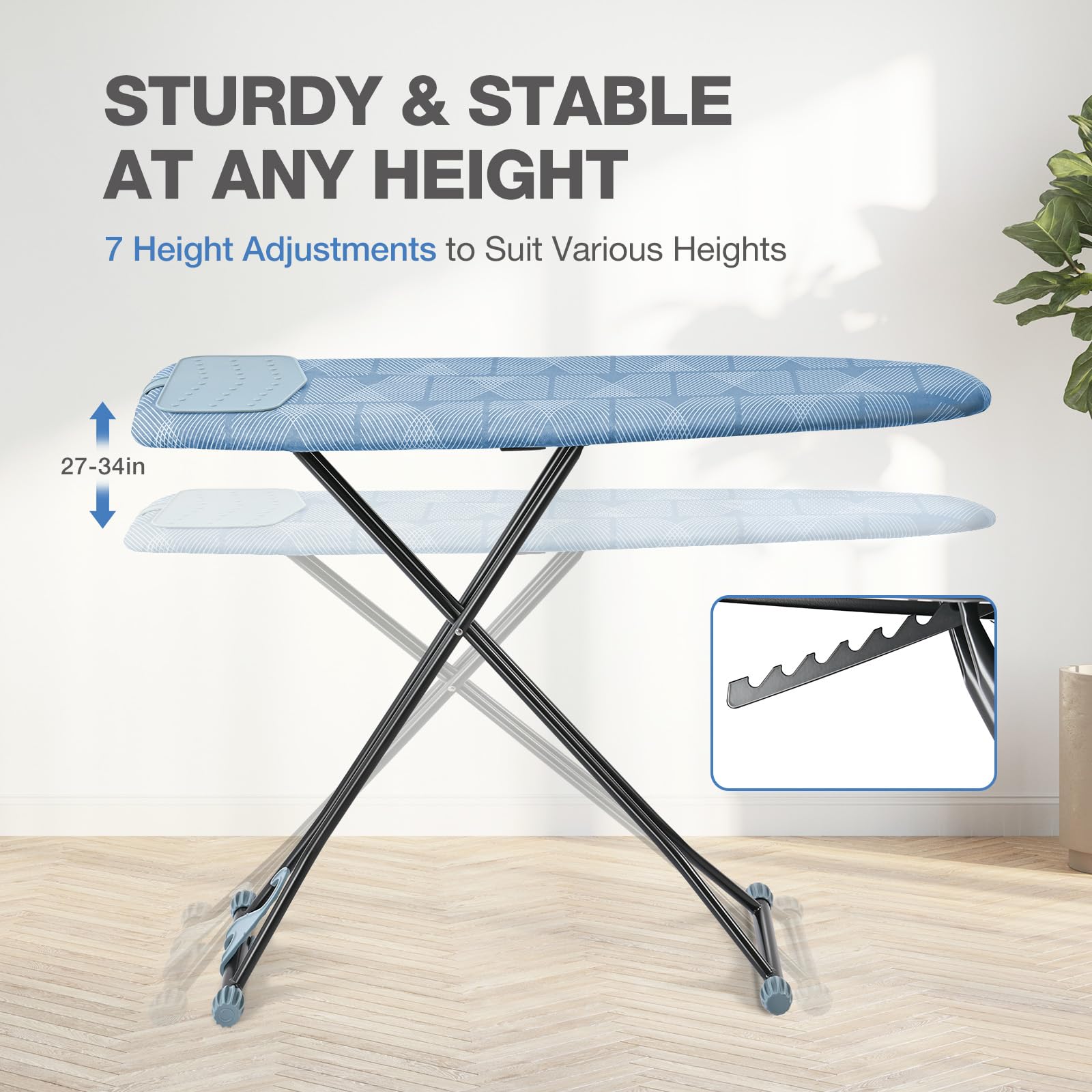 Apexchaser Ironing Board, Iron Board With Silicon Iron Rest, Extra Thick Heat Resistant Cover, Height Adjustable, Wall Mount & C