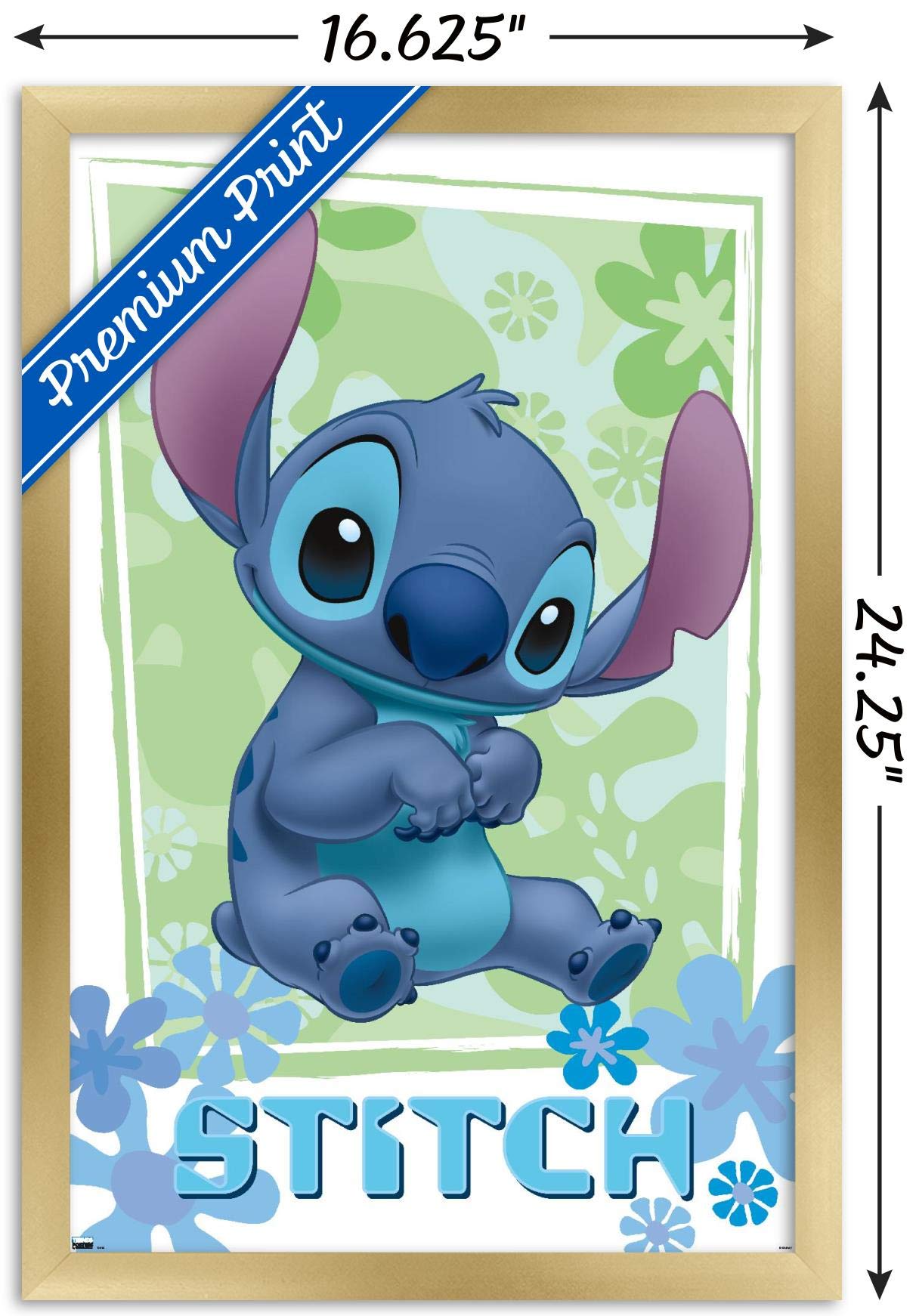 Trends International Disney Lilo And Stitch - Flowers Wall Poster, 14.725'' X 22.375'', Gold Framed Version