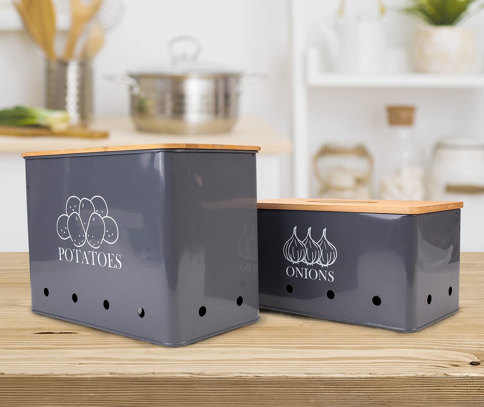 Gdfjiy Potato Onion Kitchen Storage Canisters,Storage Bin For Kitchen 2 Pack Set,Potatoe, Potato Storage Box,Storage And Long Sh
