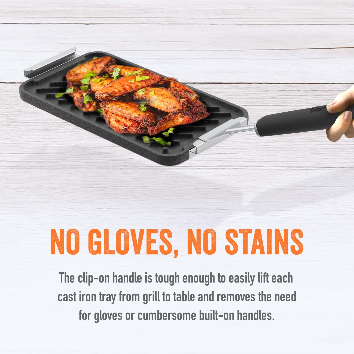 Yukon Glory Sear 'N Serve Cast Iron Grill Pan Set Includes 3 Cast Iron Grilling Baskets & Clip-On Handle - Cast Iron Grill Pans