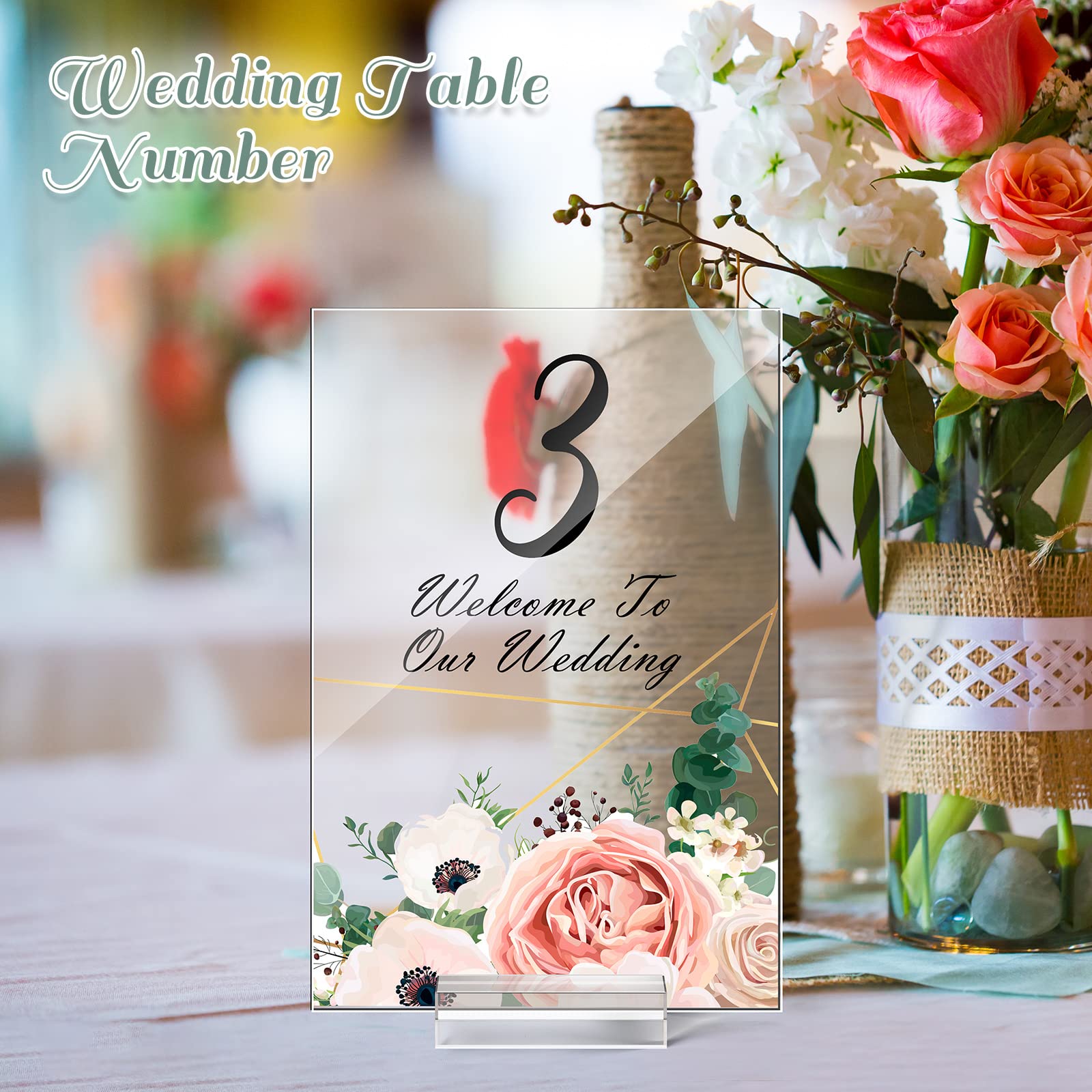 Yulejo 12 Pcs Clear Acrylic Place Cards With 12 Acrylic Holder Wedding Table Numbers With Acrylic Stand Diy Table Name Cards Pla