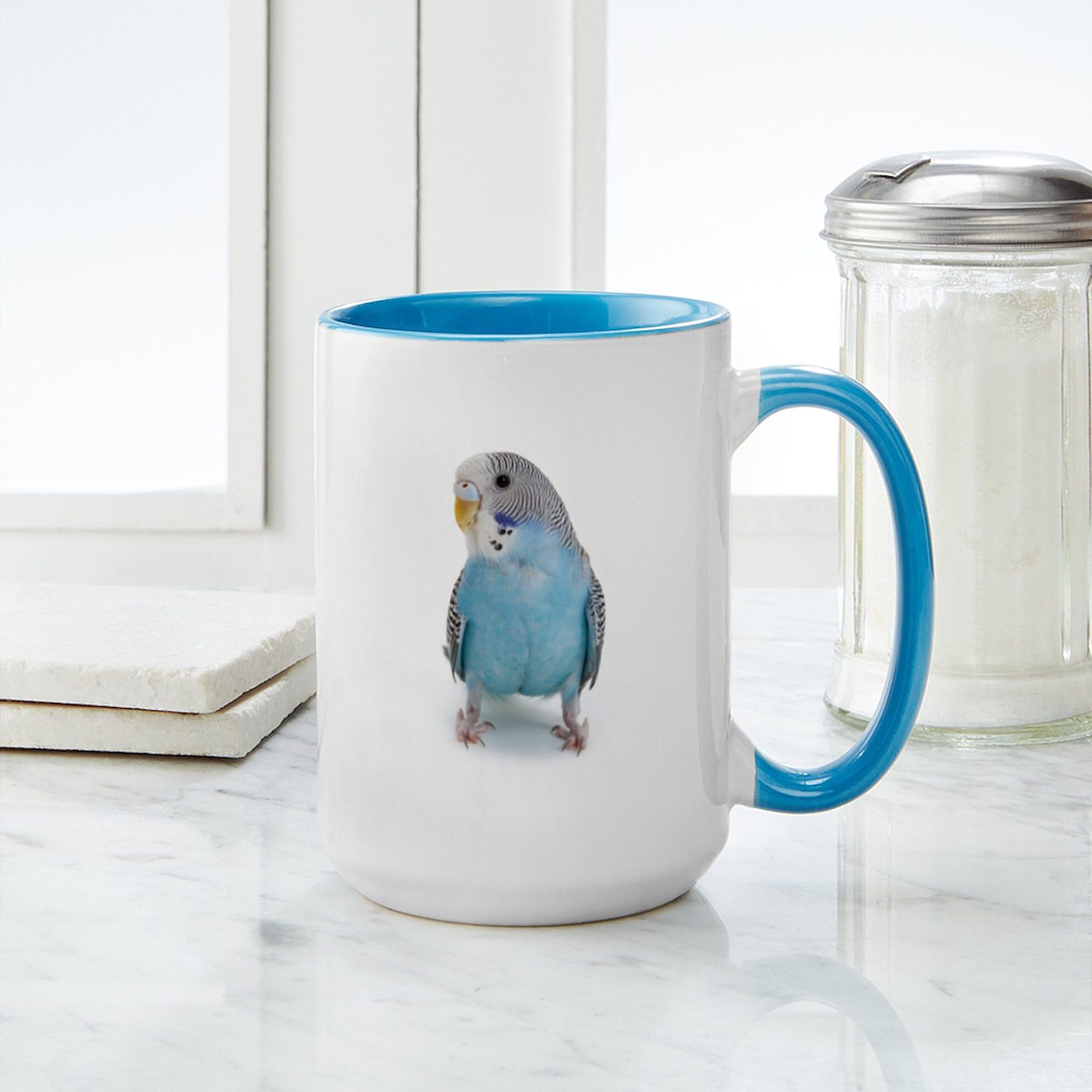 CafePress Blue Parakeet Large Mug 15 oz (444 ml) Ceramic Coffee Mug