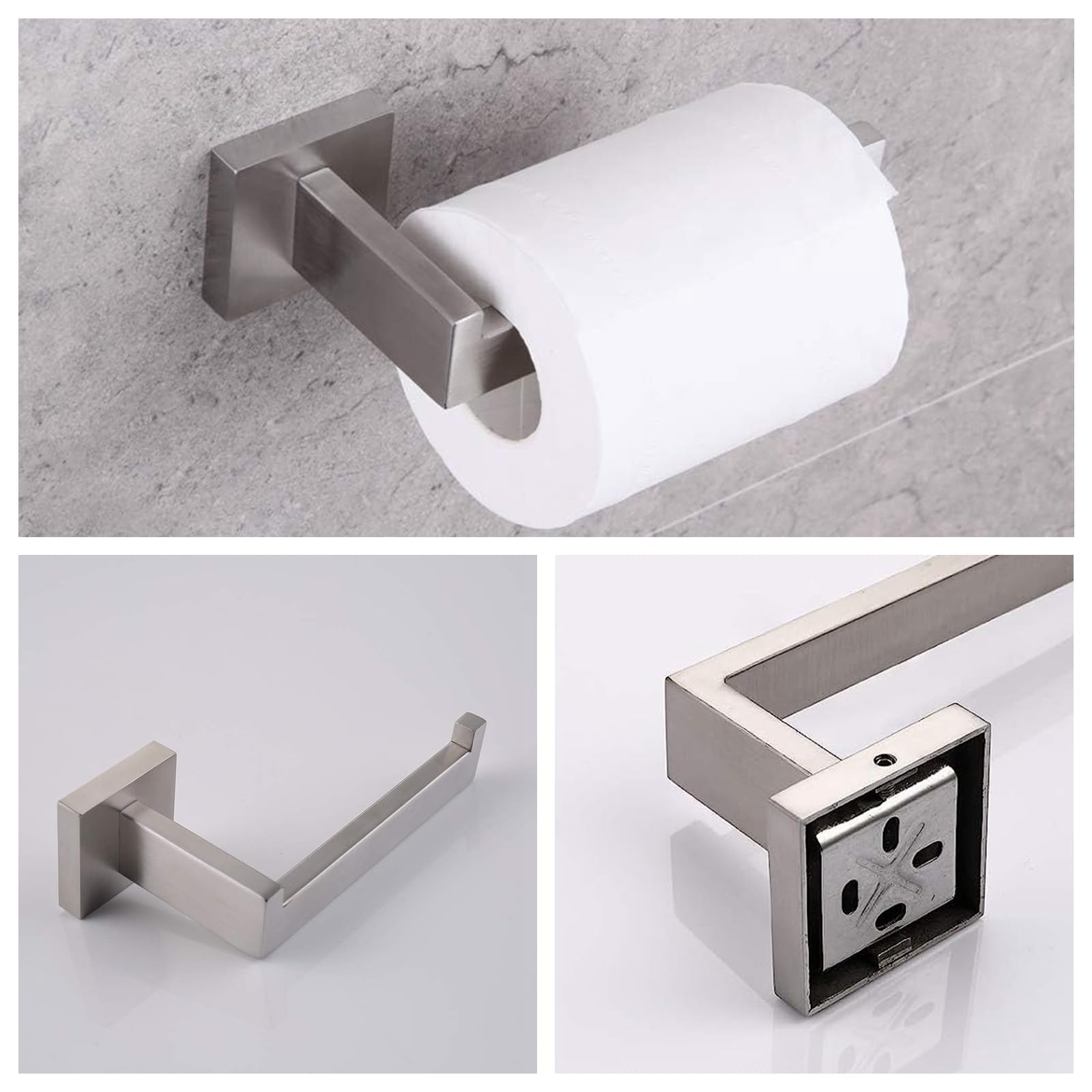 10-Pieces Bathroom Hardware Set Brush Nickel Bathroom Accessories Set Sus304 Towel Bar Set Includes 2 Towel Bar-24 Inch+2 Towel