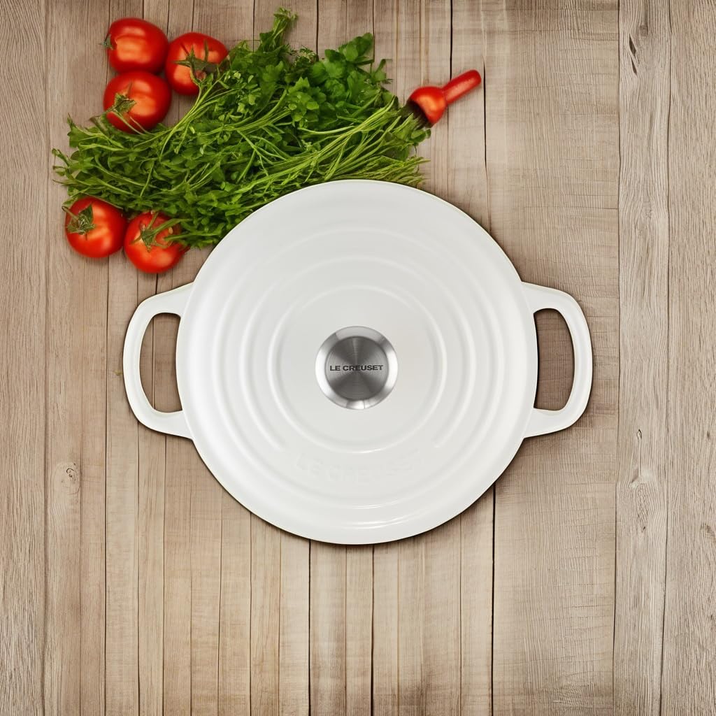 Le Creuset Enameled Cast Iron Signature Round Dutch Oven, 4.5 Qt., White