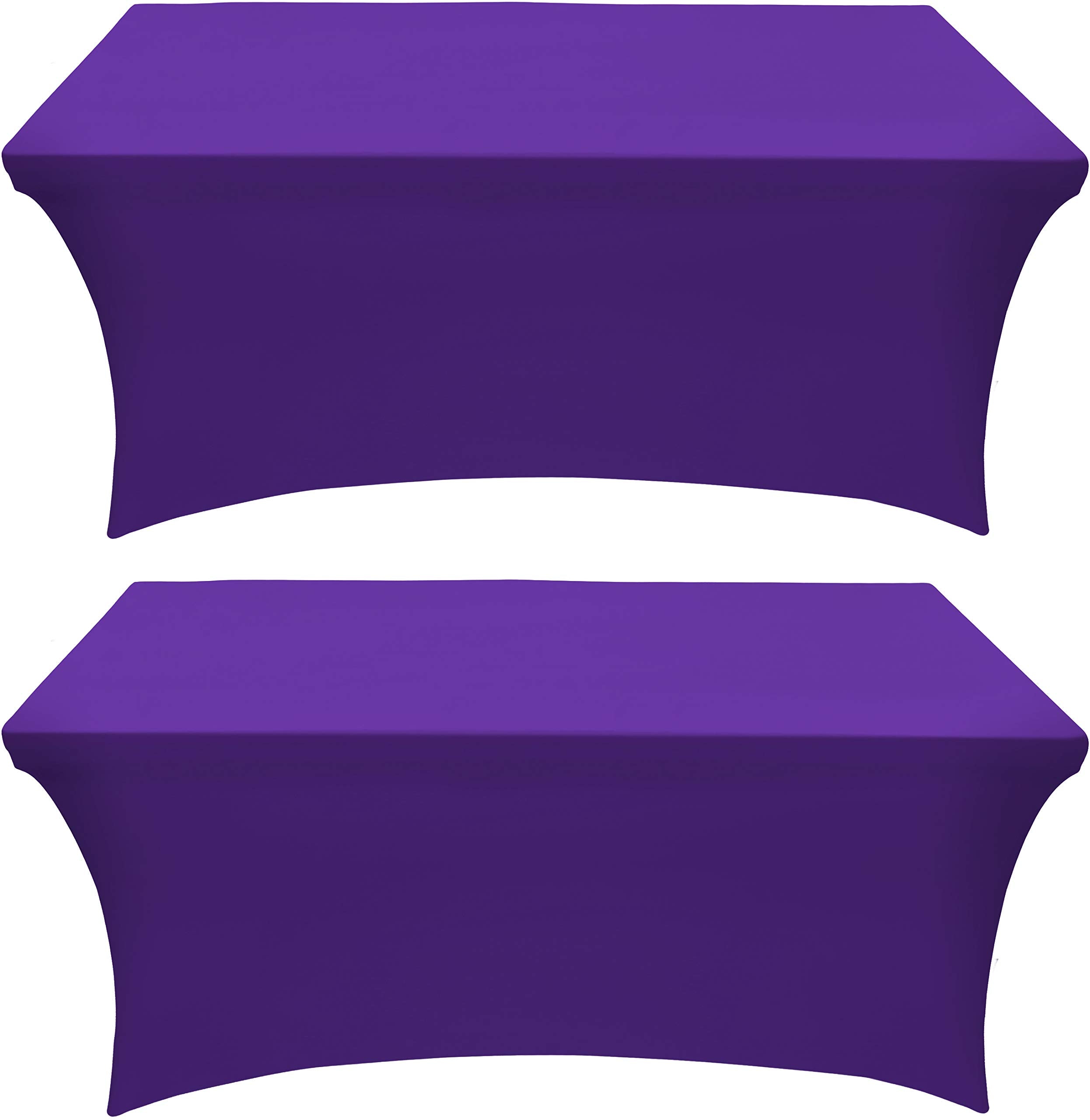 Utopia Kitchen Spandex Tablecloth 2 Pack [6Ft, Purple] Tight, Fitted, Washable And Wrinkle Resistant Stretch Rectangular Patio T