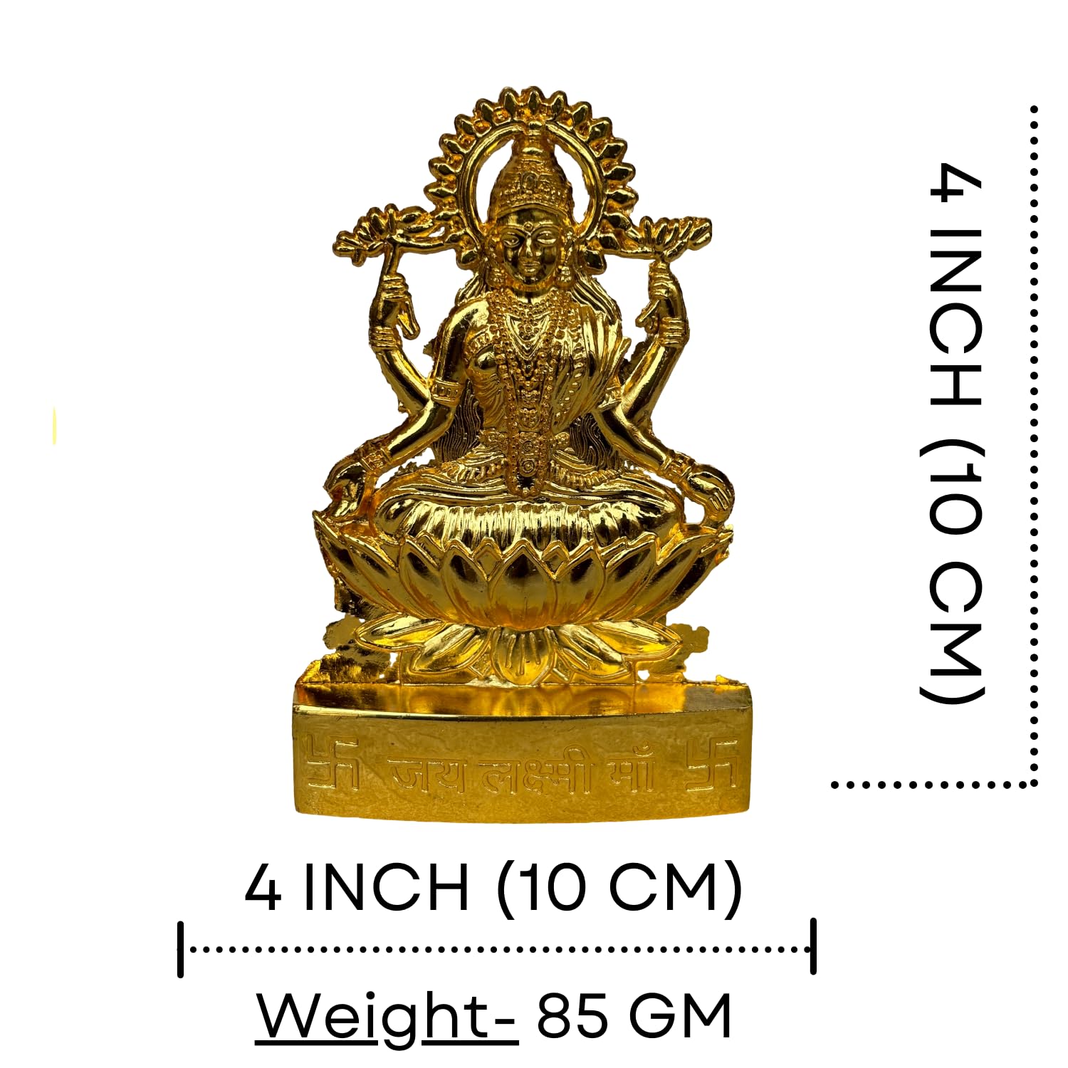 Salvus App Solutions Traditional Metal Handmade Maa Laxmi Murti/Statue For Home-Office Decor & Car Dashboard (4X4 Inch)