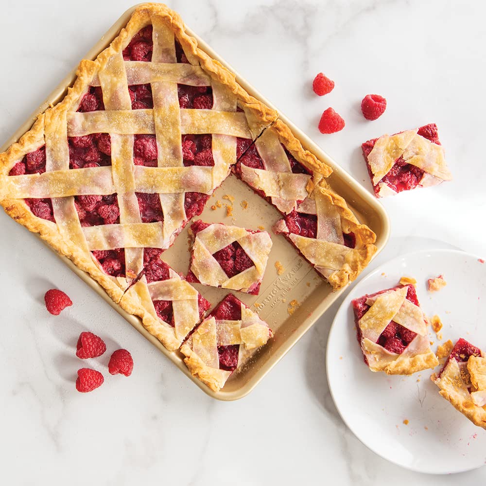 Nordic Ware Aluminum Nonstick, 15.125 X 10.625 44850 Naturals Non-Stick Jelly Roll Baking Sheet Rustproof Aluminium Tray, Gold