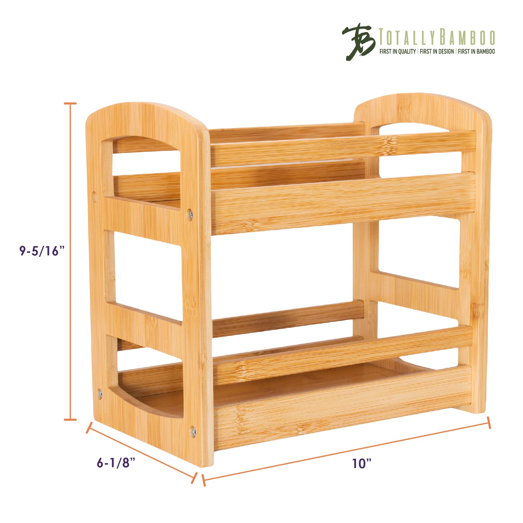 Totally Bamboo 2 Shelf Spice Caddy, Organizer Rack For Kitchen Countertop Or Cupboard