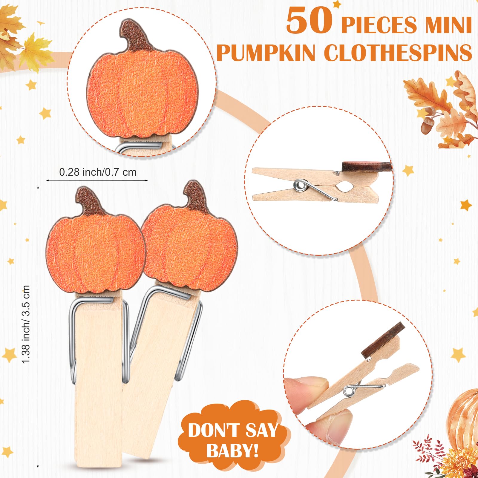 Unittype 51 Pcs Don'T Say Baby Shower Game Supplies Include Fall Pumpkin Theme Baby Shower Sign And 50 Mini Pumpkin Clothespins