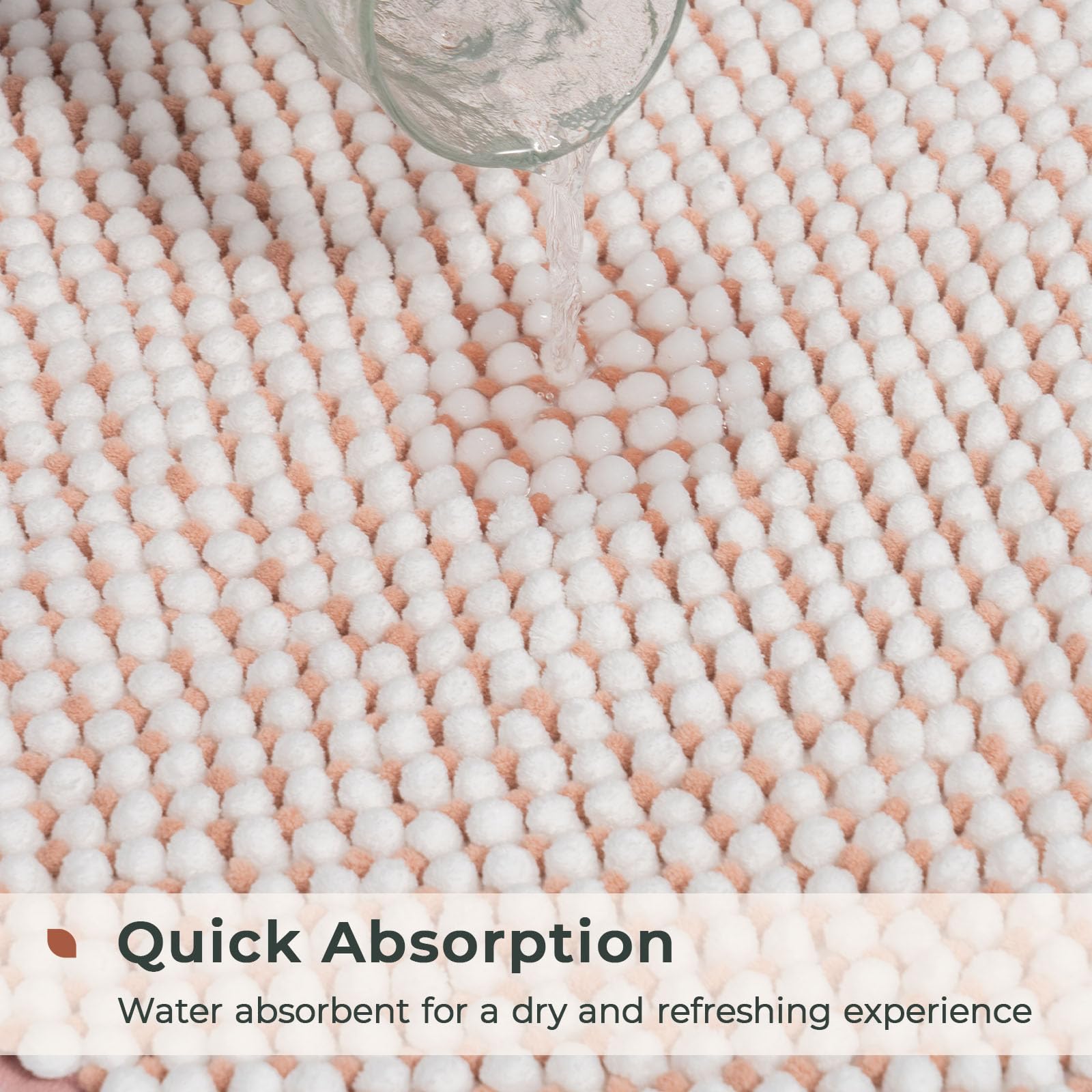 Freshmint Chenille Bathroom Rugs Sets 2 Piece 17''X24''+20''X47'', Non-Slip Bath Mats Set Of 2, Absorbent Bath Rug, Washable Sho