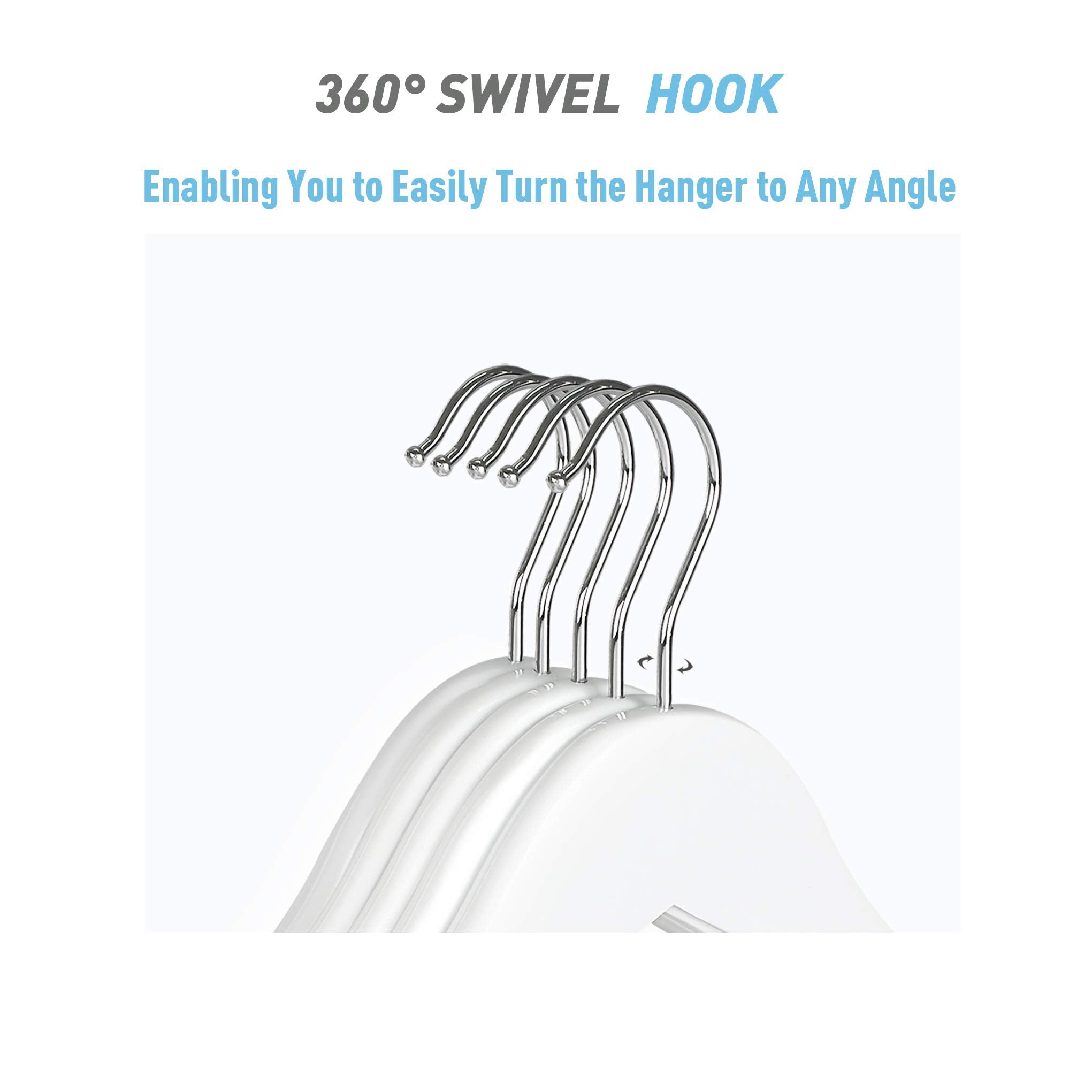 Topia Hanger Wooden Suit Hangers With Adjustable Metal Clips (10 Pack), Solid Smooth Wood Clothes Hangers, 360 Swivel Hook, Prem