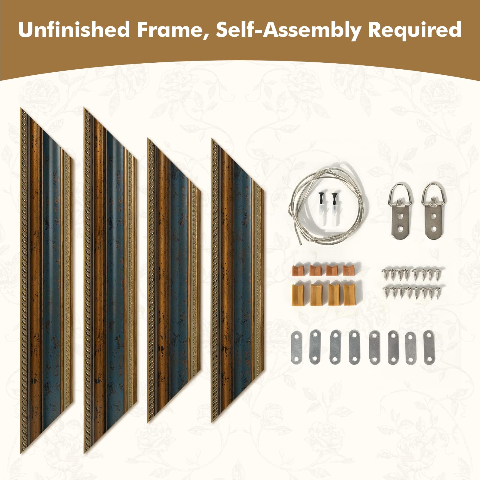 FOLKOR Antique French Painting Frame for 18x24 Stretched Canvas, 3.5 DIY Wood Wall Frame for Landscape Family Animal Memorial Po