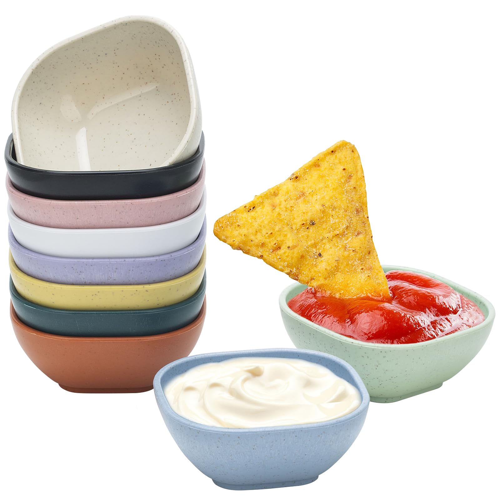 Ronanemon 4.8Oz Unbreakable Wheat Straw Dipping Bowls,Small Prep Bowls, Dip Bowls For Side Dish,Ketchup,Candy, Dessert, Nuts, Pa