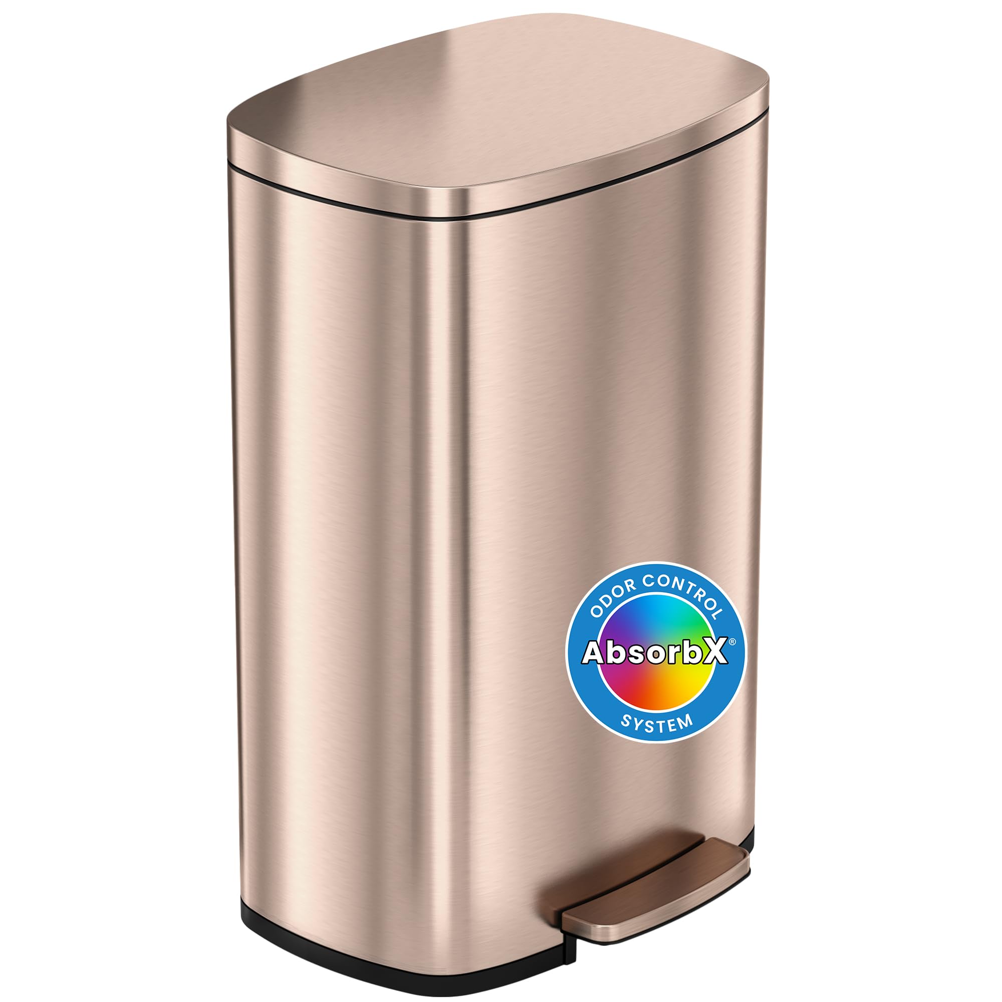 Itouchless Softstep 13.2 Gallon Kitchen Step Trash Can With Odor Filter, 50 Liter Rose Gold Stainless Steel Pedal Garbage Bin Fo