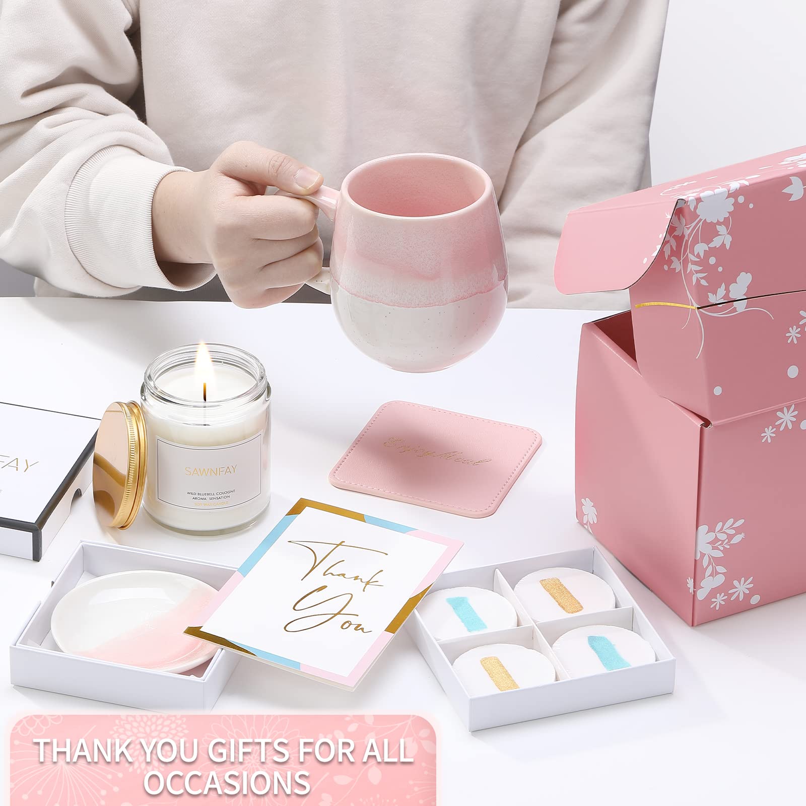 Sawnfay Gifts Thank you Gifts for Women. Unique Thank You Gift Basket for Coworkers, Teachers, Friends, Mom, Secretary, Nurse. H