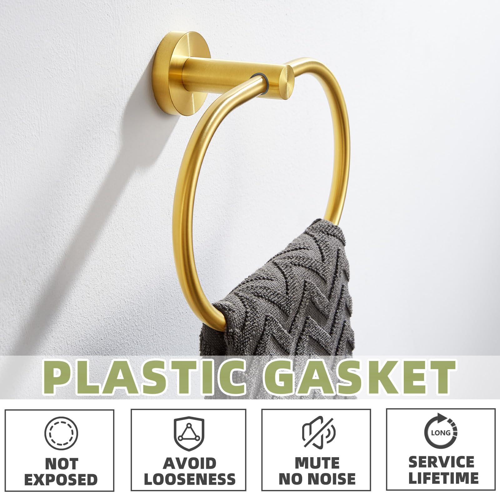 Bath Towel Ring Brushed Gold, Aplusee 304 Stainless Steel Swivel Hand Towel Holder Dry Rack Near The Sink, Modern Bathroom Acces