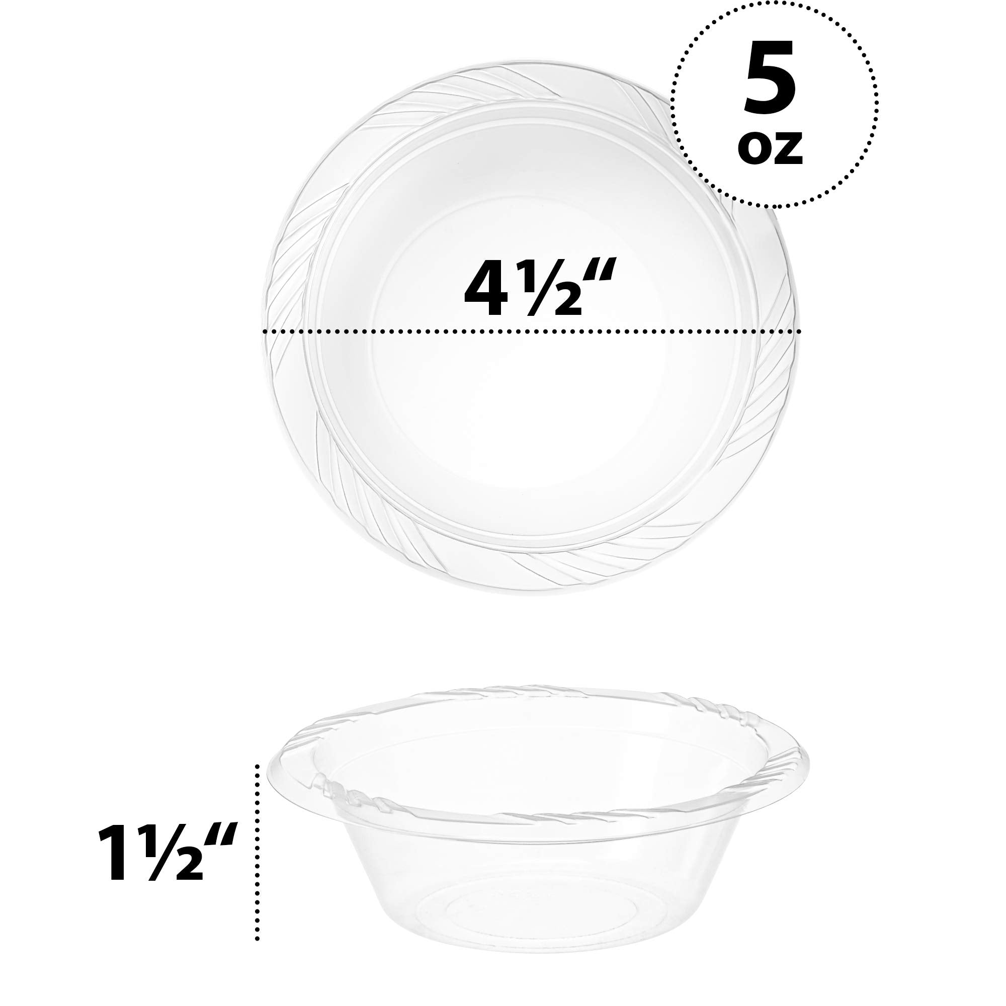 PLASTICPRO 5 ounce Premium Crystal Clear Disposable Plastic Dessert Size Party Bowls Pack of 40