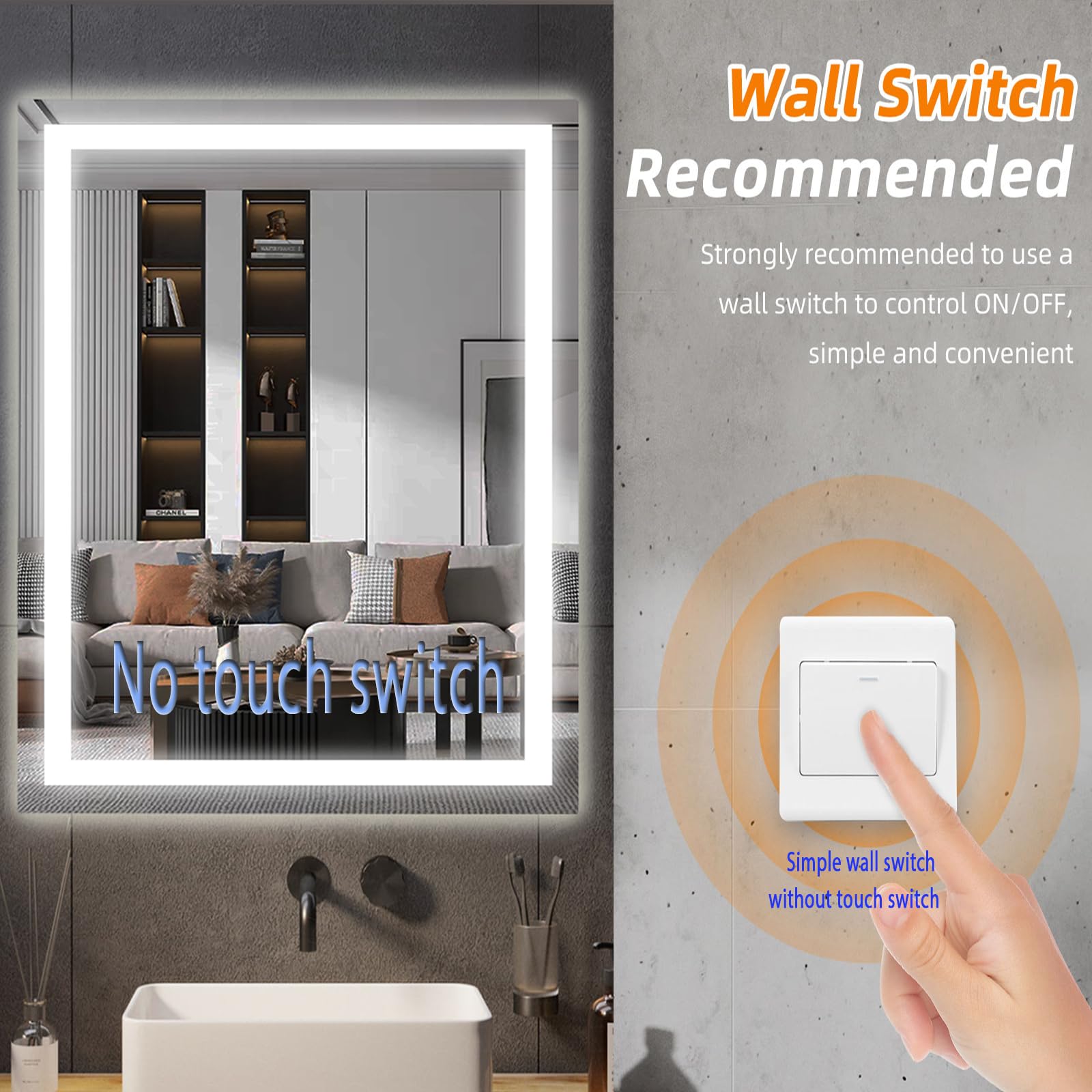 cxxsom 32x24 LED Bathroom Mirror with Lights LED Mirror for Bathroom Smart Vanity Makeup Mirror,Anti-Fog,Stepless Dimmable with