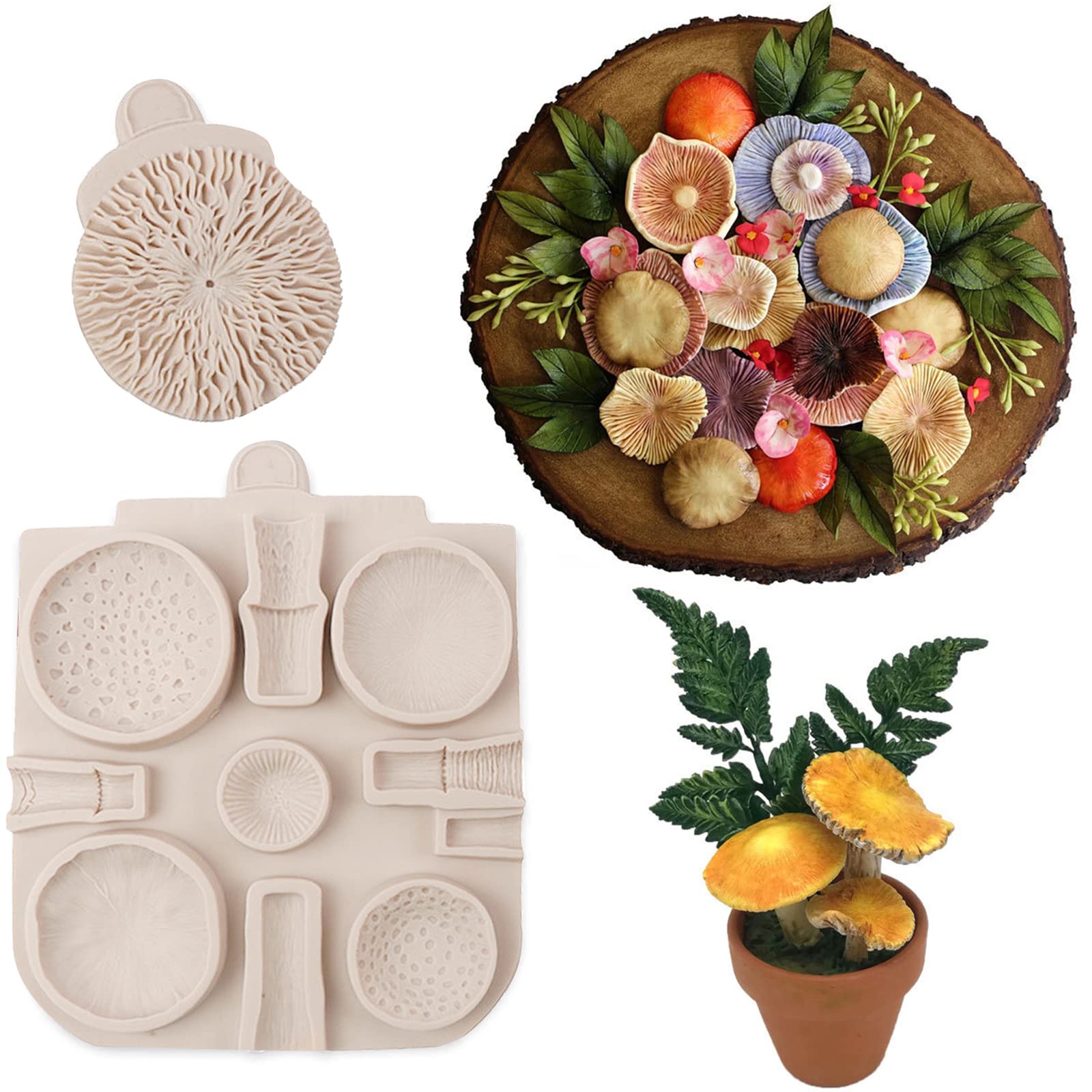 Ikojing Mushroom Fondant Silicone Molds, Chocolate Candy Silicone Molds, Cake Decorating Baking Tool For Alice In Wonderland The