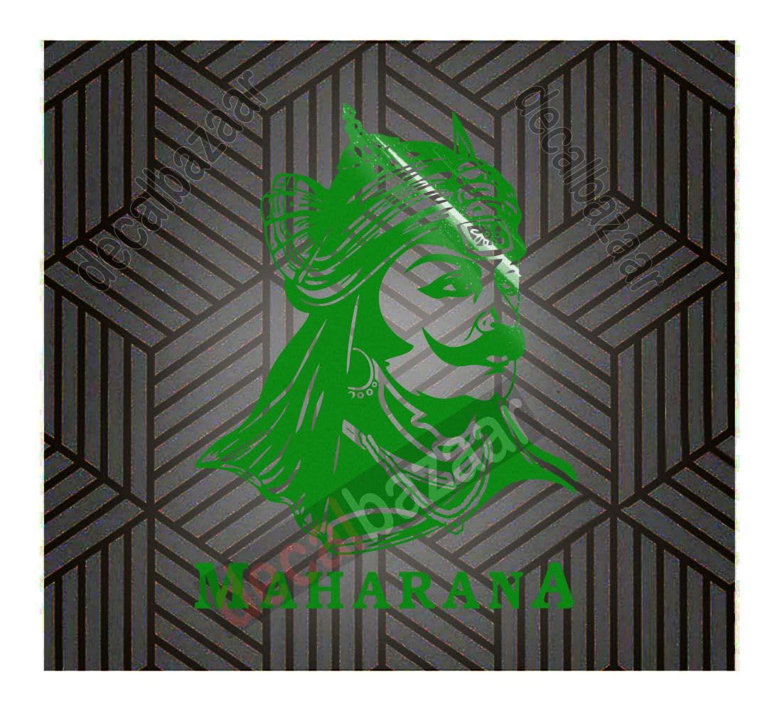 decalbazaar Vinyl Maharana Pratap Singh Glossy Glass Wall Sticker, 23 x 18 Inches Green