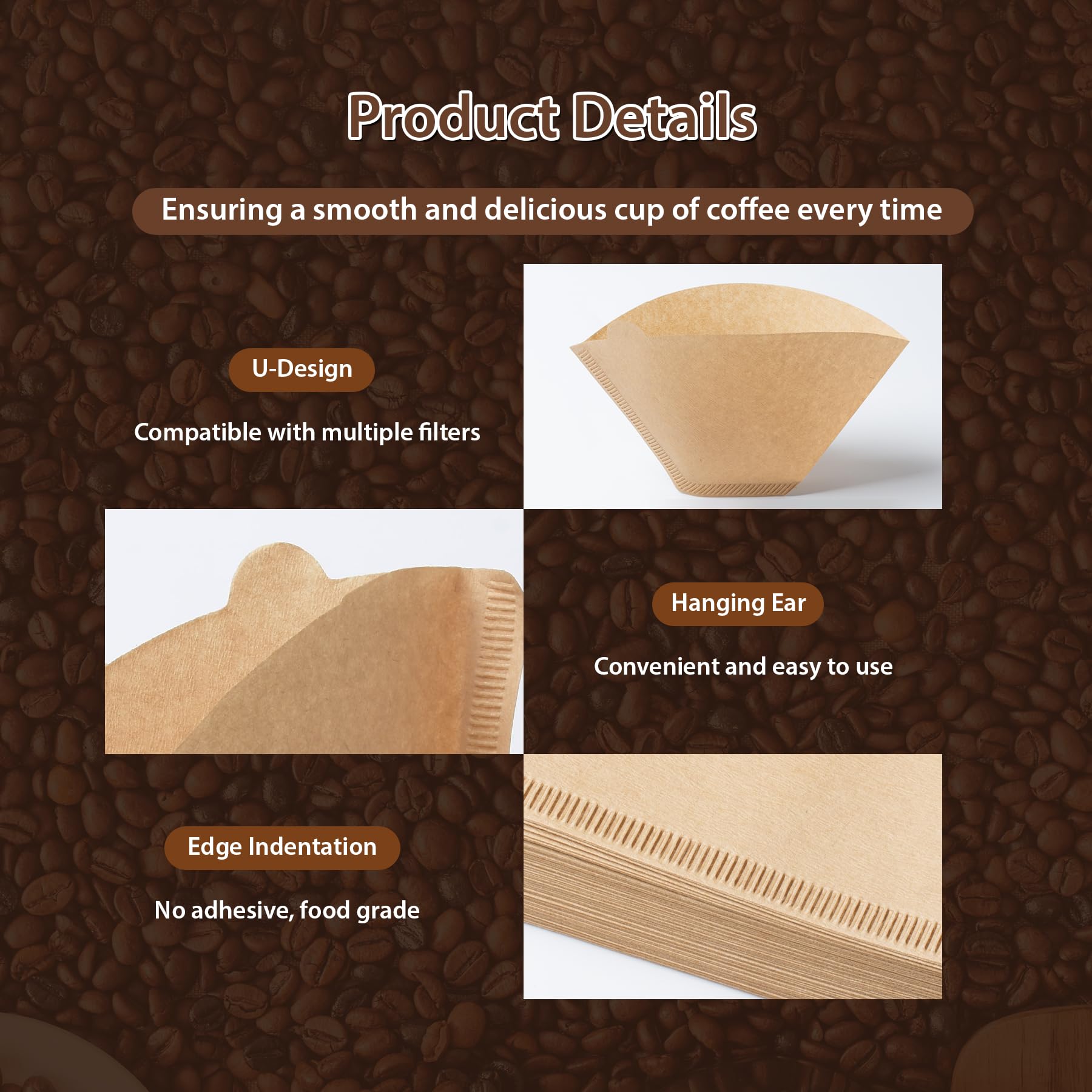 Paktalk 200 Count Cone Coffee Filters #4, Natural Brown Paper Cone Shaped Coffee Filters For Pour Over And Drip Coffee Maker (10
