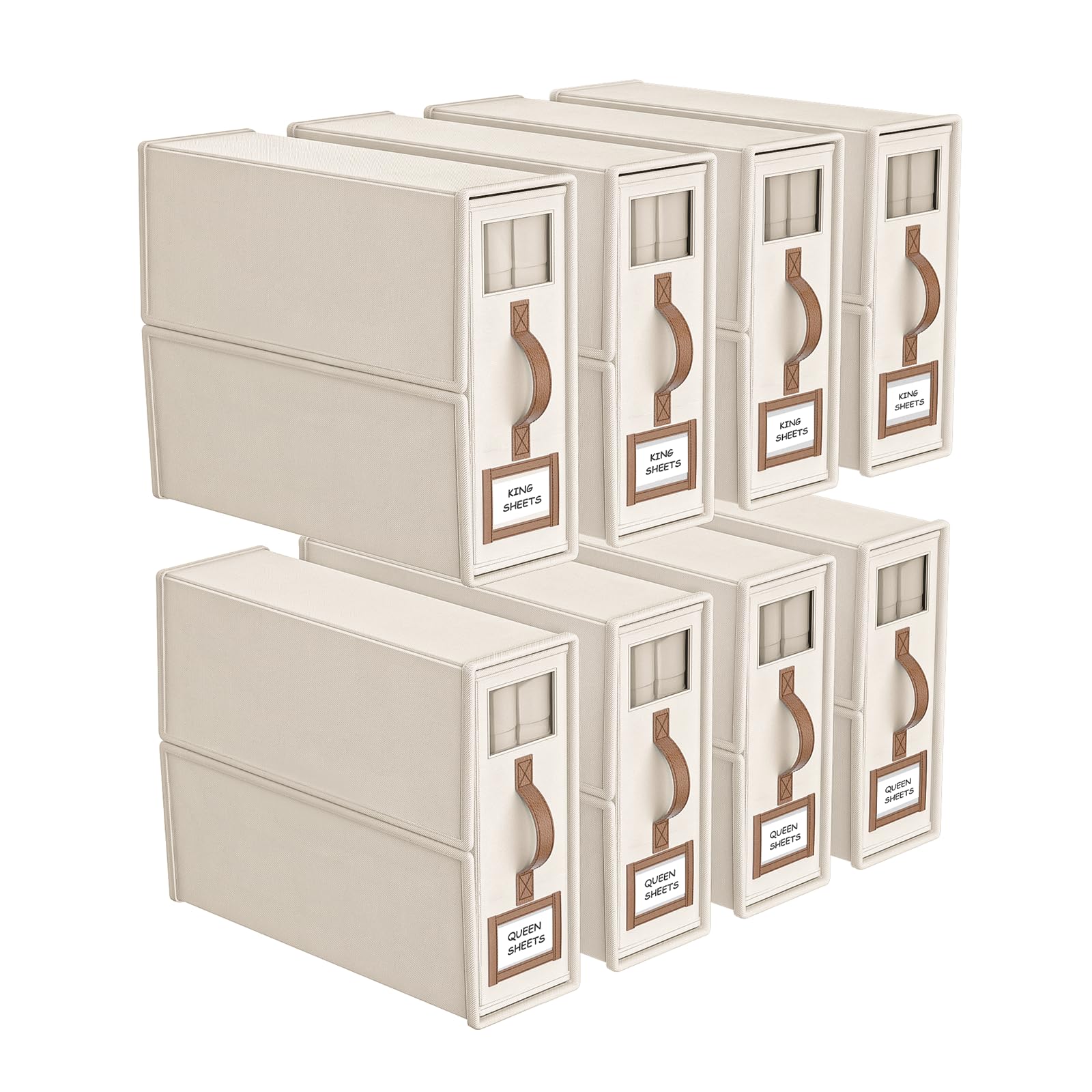 BigPonPon 8 Pack Bed Sheets Organizers And Storage (King Size),Foldable Sheet Organizer With Handle For Linen Closet,Bedding Org