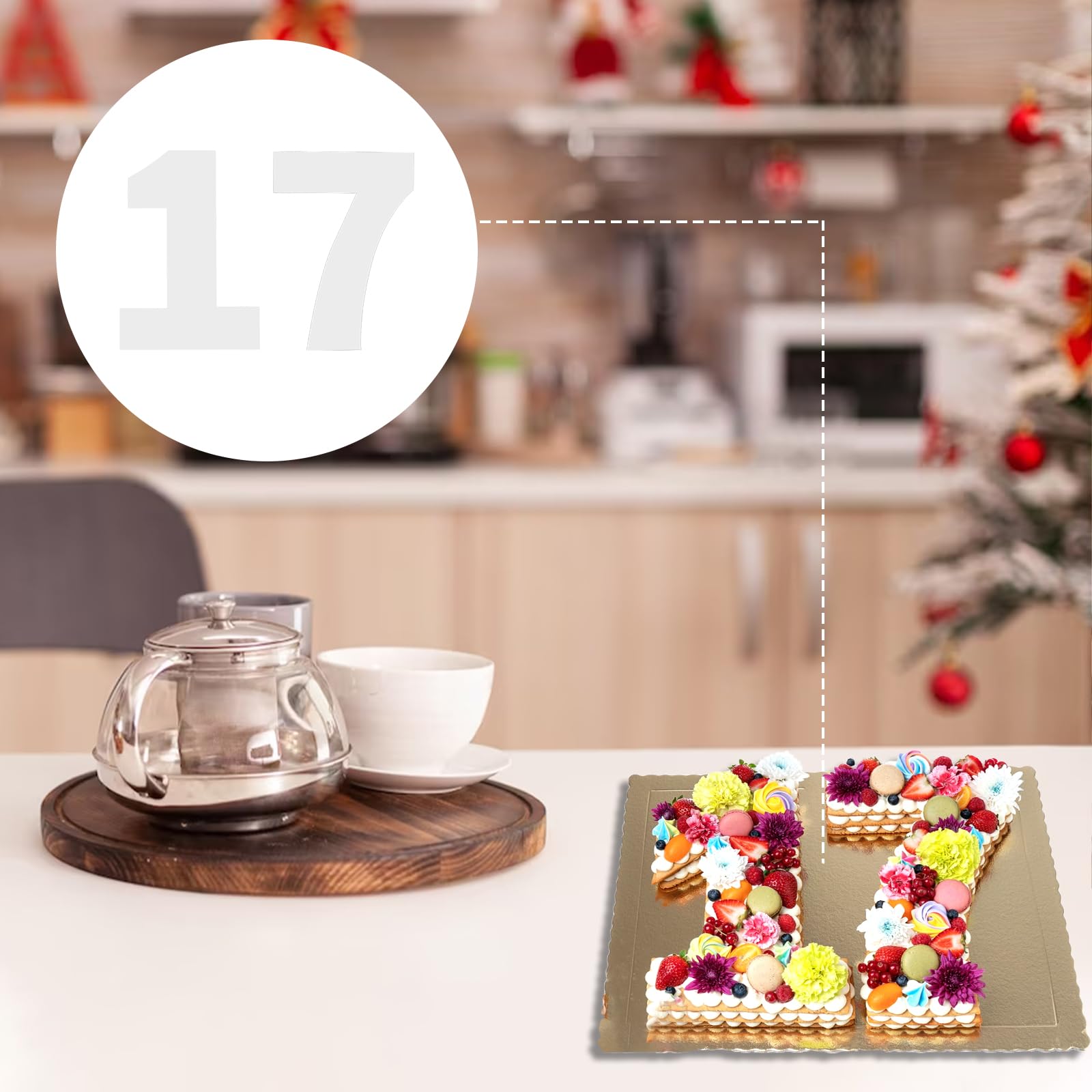 12 Inch Large Size Number Cake Mold Baking Forms Moulds, 9 Pieces 0-8 Cake Number Stencils Flat Plastic Templates Cake Cutting N